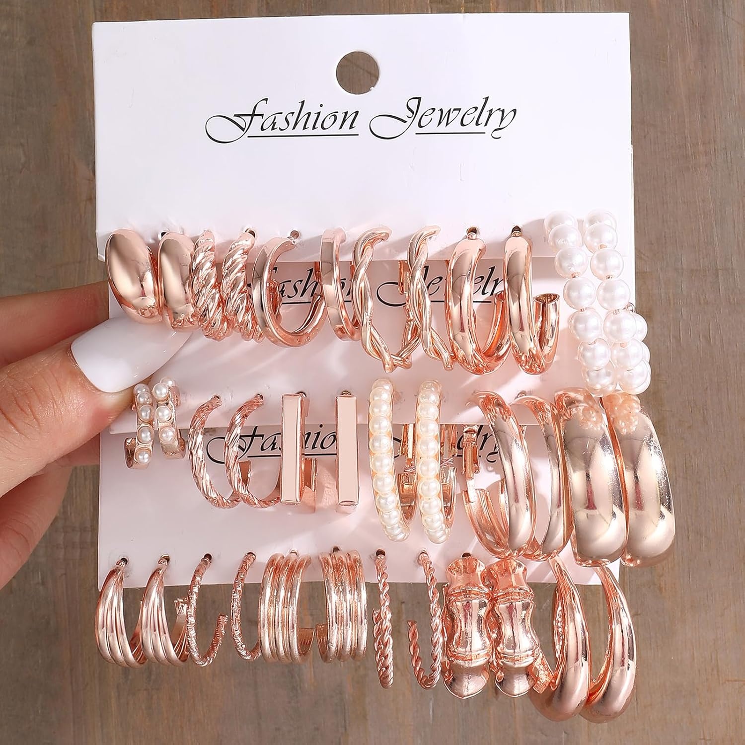 image:image36 Pairs Gold Hoop Earrings Set for Women Fashion Chunky Gold Hoop Earrings Multipack Hypoallergenic Pearl Chain Twisted Statement Earring Pack for Birthday Party JewelryCrose gold36 pcs
