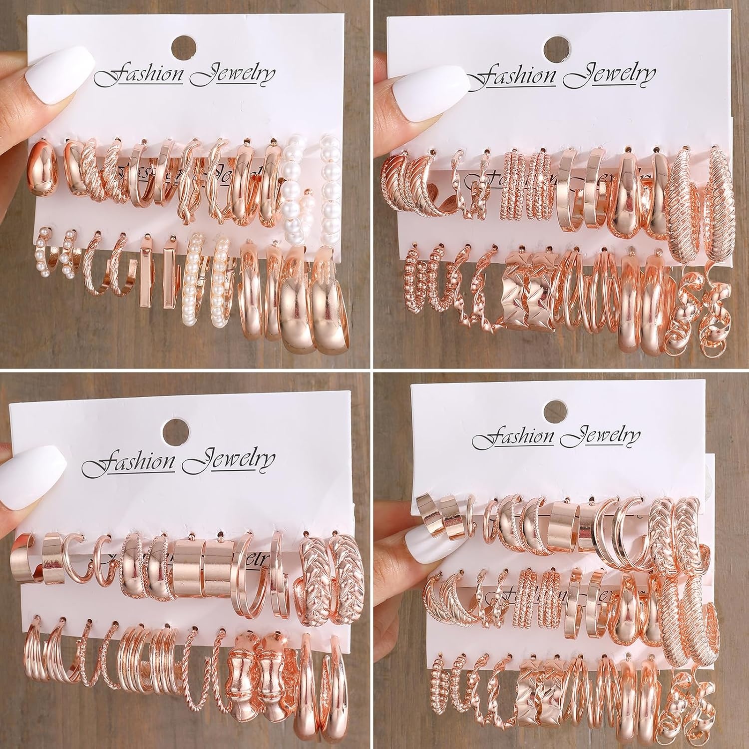 image:image36 Pairs Gold Hoop Earrings Set for Women Fashion Chunky Gold Hoop Earrings Multipack Hypoallergenic Pearl Chain Twisted Statement Earring Pack for Birthday Party JewelryCrose gold36 pcs
