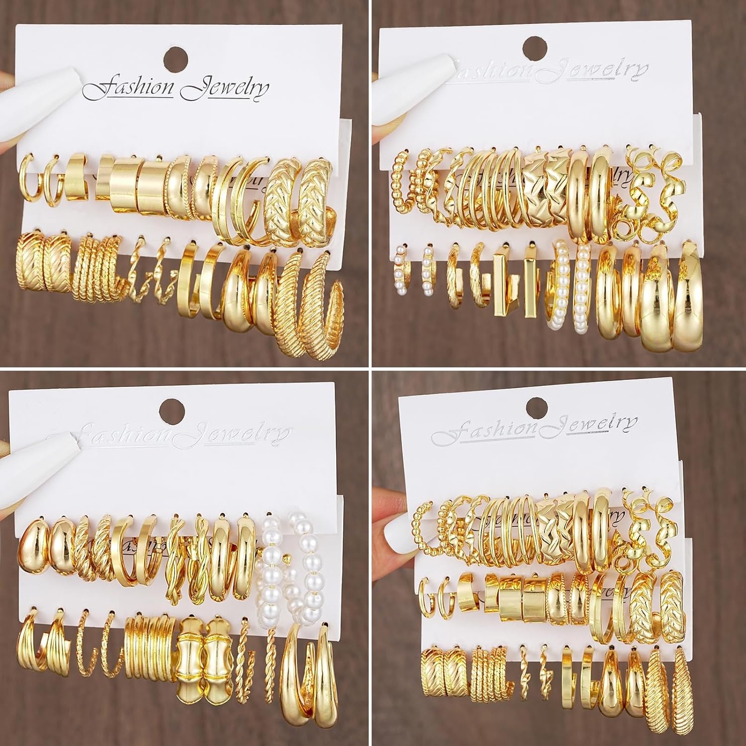 image:image36 Pairs Gold Hoop Earrings Set for Women Fashion Chunky Gold Hoop Earrings Multipack Hypoallergenic Pearl Chain Twisted Statement Earring Pack for Birthday Party JewelryAgold36 pcs