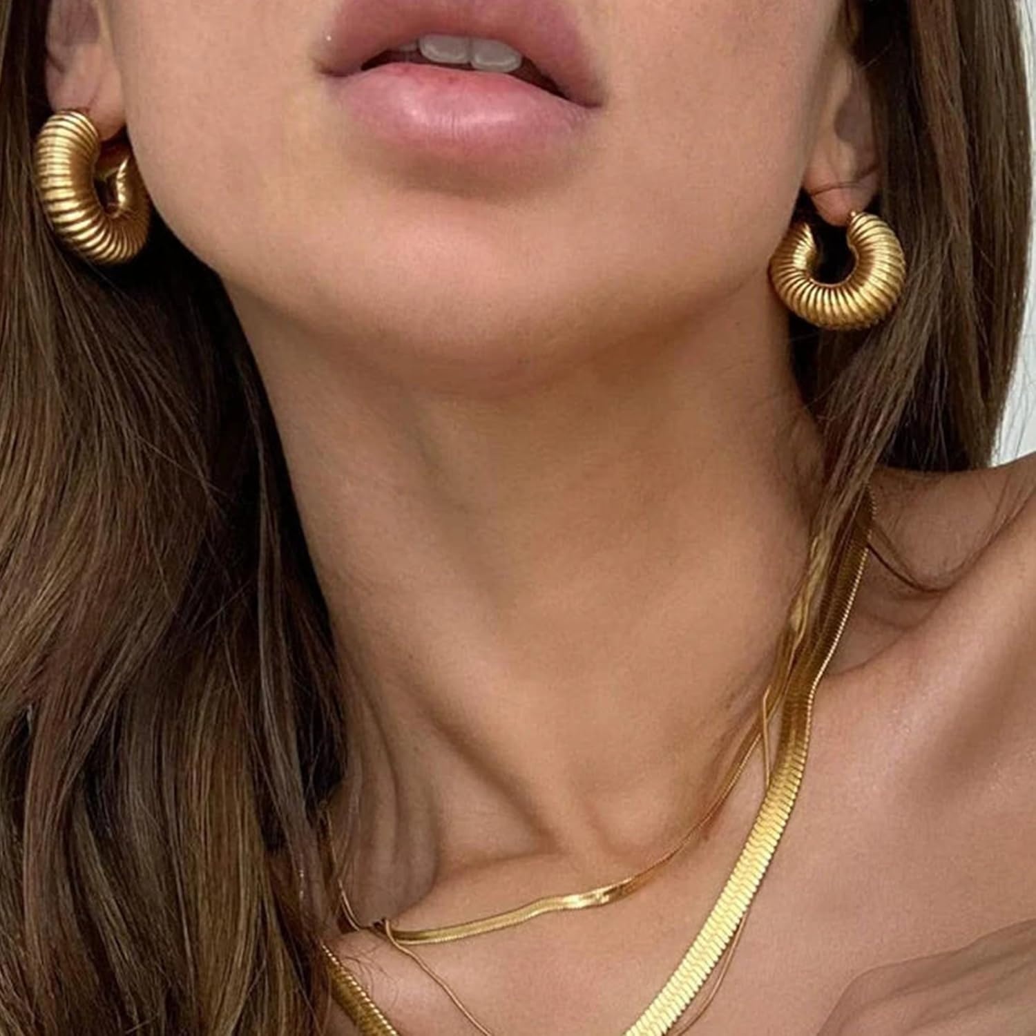 image:image36 Pairs Gold Hoop Earrings Set for Women Fashion Chunky Gold Hoop Earrings Multipack Hypoallergenic Pearl Chain Twisted Statement Earring Pack for Birthday Party JewelryEgold9 pcs
