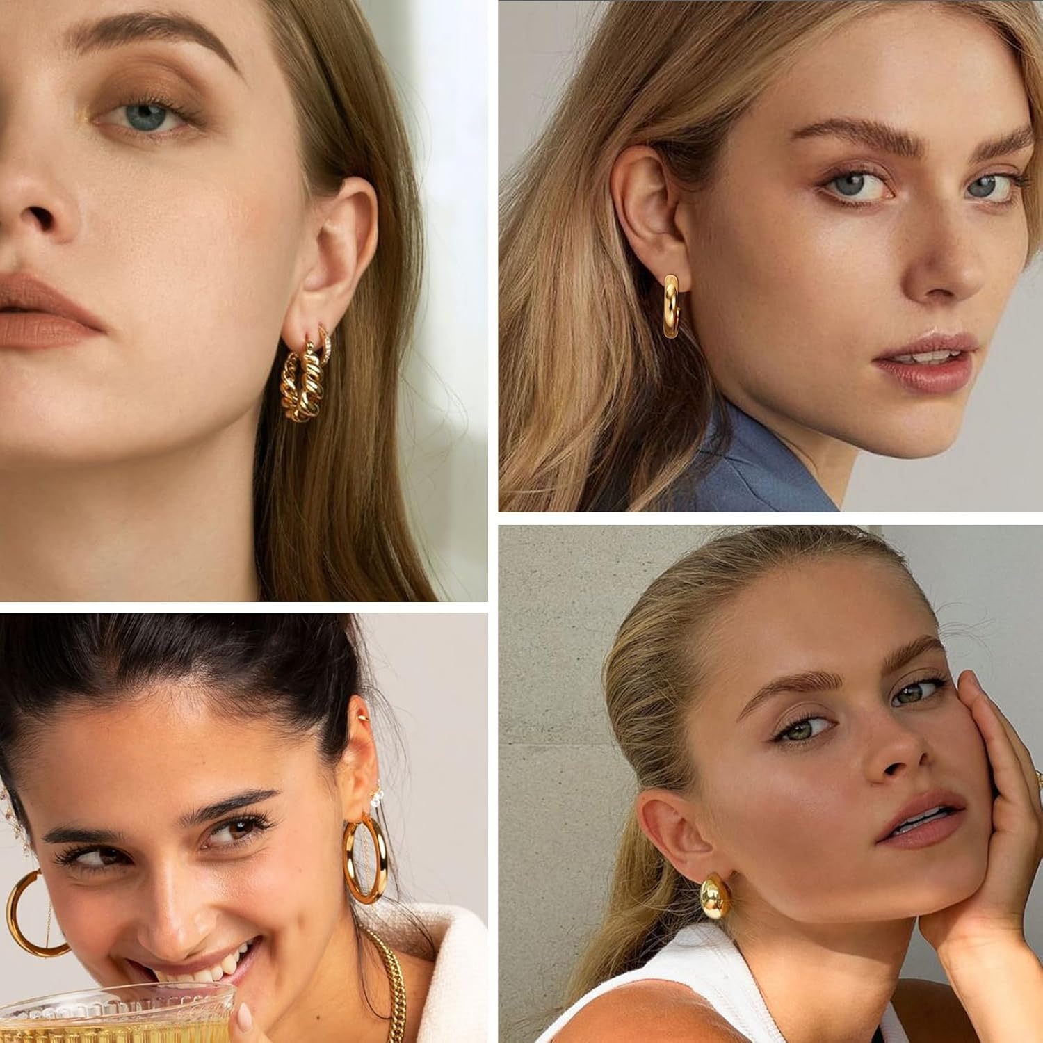 image:image36 Pairs Gold Hoop Earrings Set for Women Fashion Chunky Gold Hoop Earrings Multipack Hypoallergenic Pearl Chain Twisted Statement Earring Pack for Birthday Party JewelryAgold36 pcs