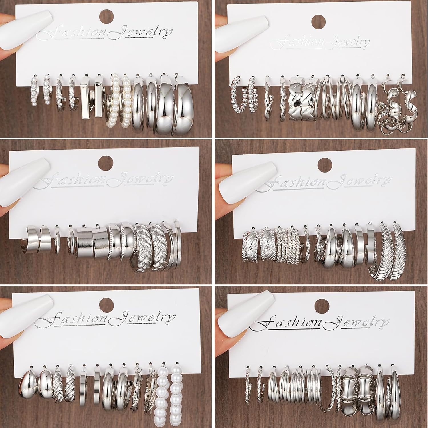 image:image36 Pairs Gold Hoop Earrings Set for Women Fashion Chunky Gold Hoop Earrings Multipack Hypoallergenic Pearl Chain Twisted Statement Earring Pack for Birthday Party JewelryBsilver36 pcs