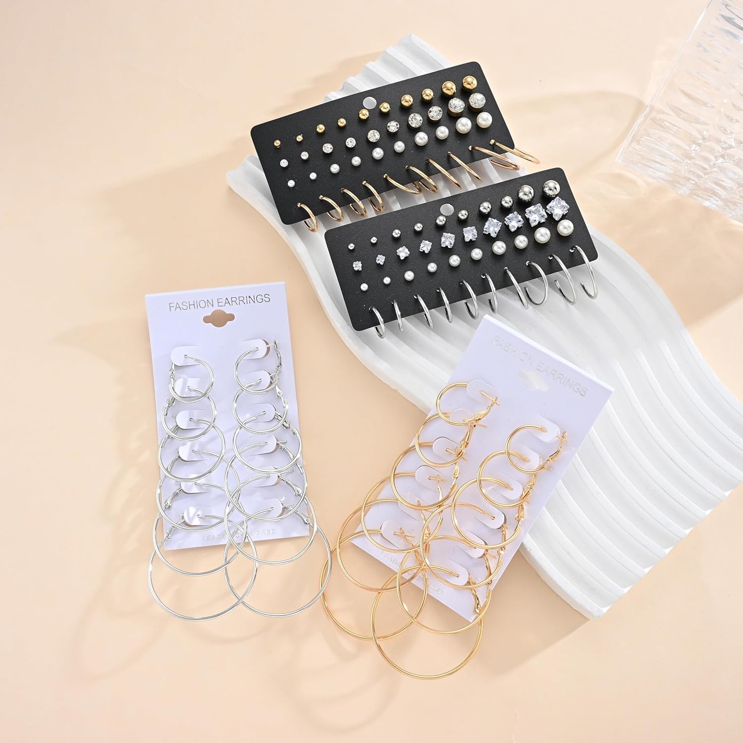 image:image42 Pairs Gold Hoop Earrings Set for Women Hypoallergenic Multipack Small to Chunky Hoops Pearl amp Twisted Trendy Earrings for Everyday Wear amp Mothers Day GiftsGoldclassic52 pairs