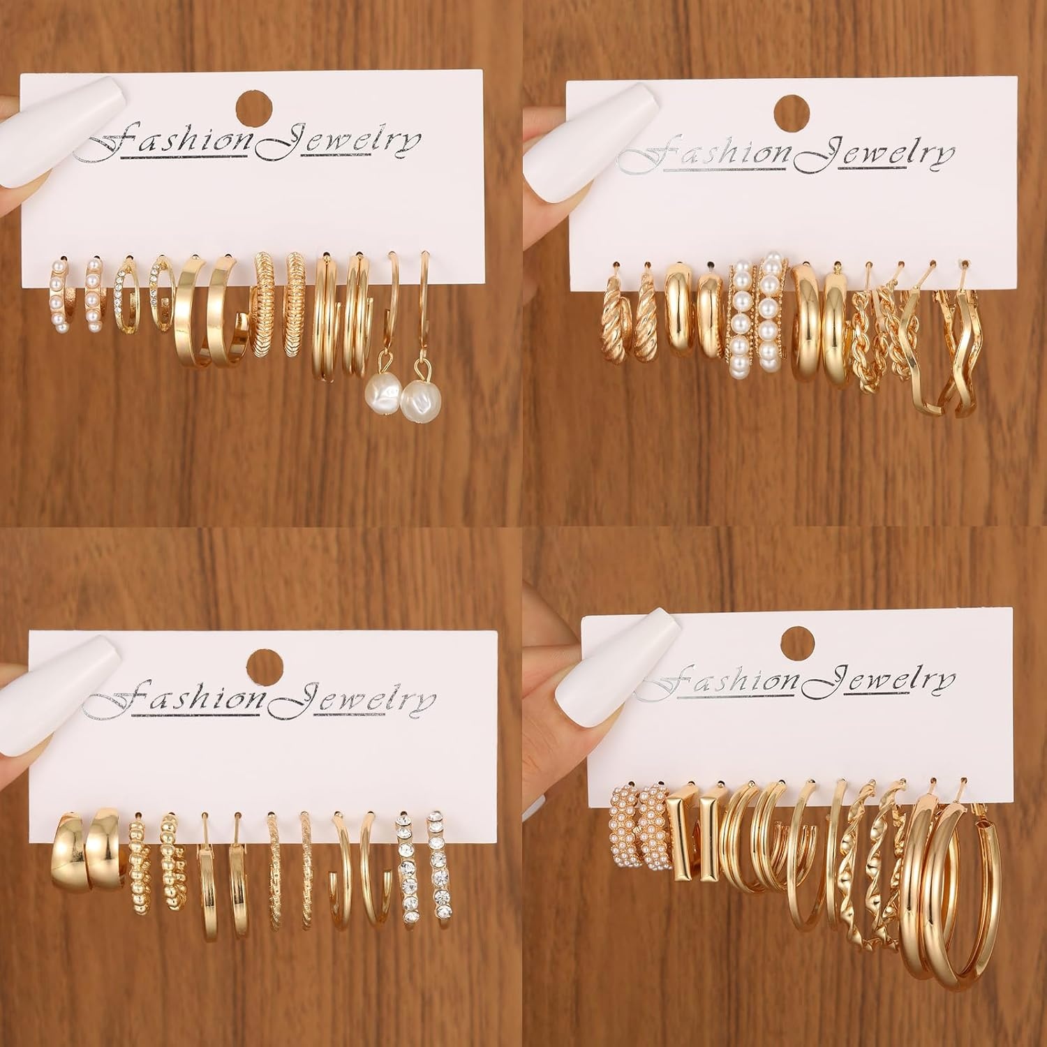 image:image42 Pairs Gold Hoop Earrings Set for Women Hypoallergenic Multipack Small to Chunky Hoops Pearl amp Twisted Trendy Earrings for Everyday Wear amp Mothers Day GiftsGold45 pairs