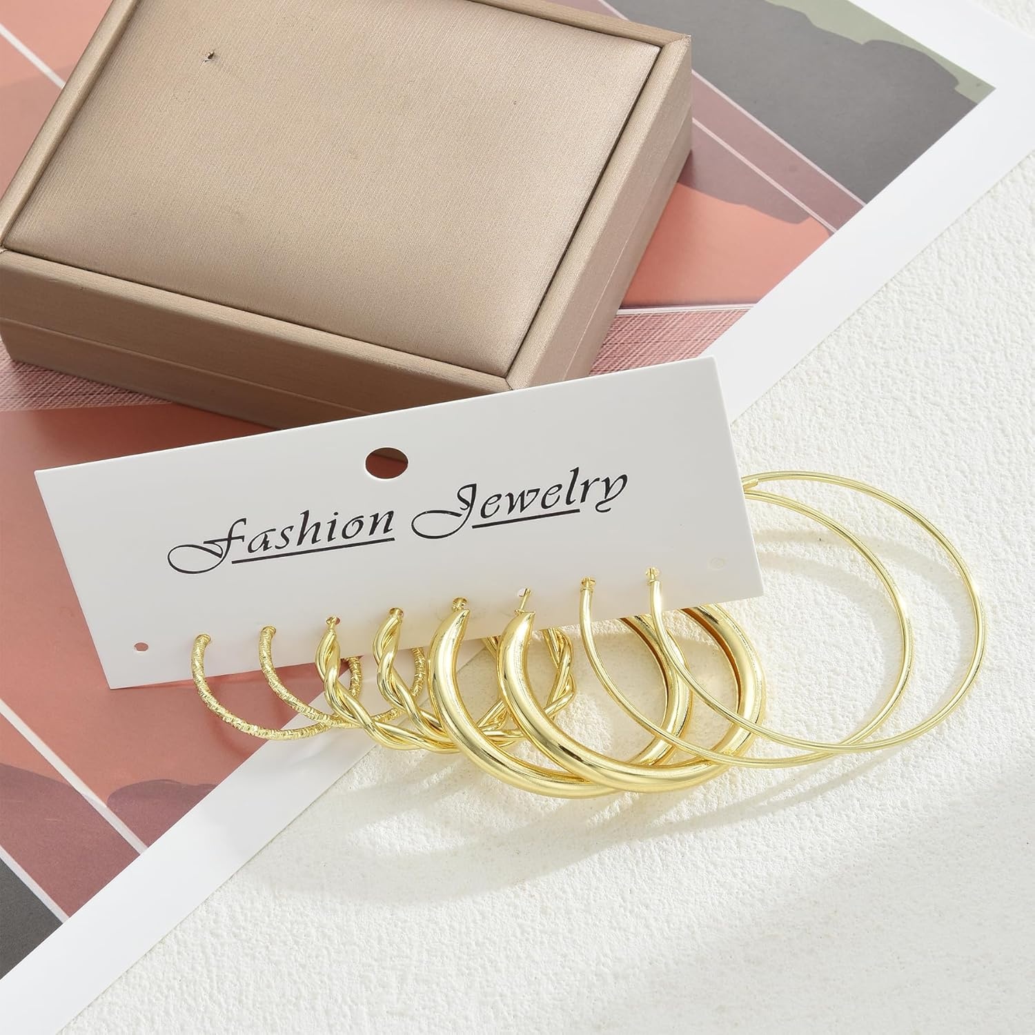image:image42 Pairs Gold Hoop Earrings Set for Women Hypoallergenic Multipack Small to Chunky Hoops Pearl amp Twisted Trendy Earrings for Everyday Wear amp Mothers Day GiftsGoldbig hoops8 pairs