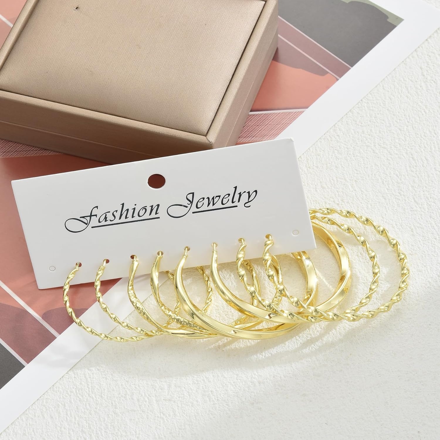 image:image42 Pairs Gold Hoop Earrings Set for Women Hypoallergenic Multipack Small to Chunky Hoops Pearl amp Twisted Trendy Earrings for Everyday Wear amp Mothers Day GiftsGoldbig hoops8 pairs