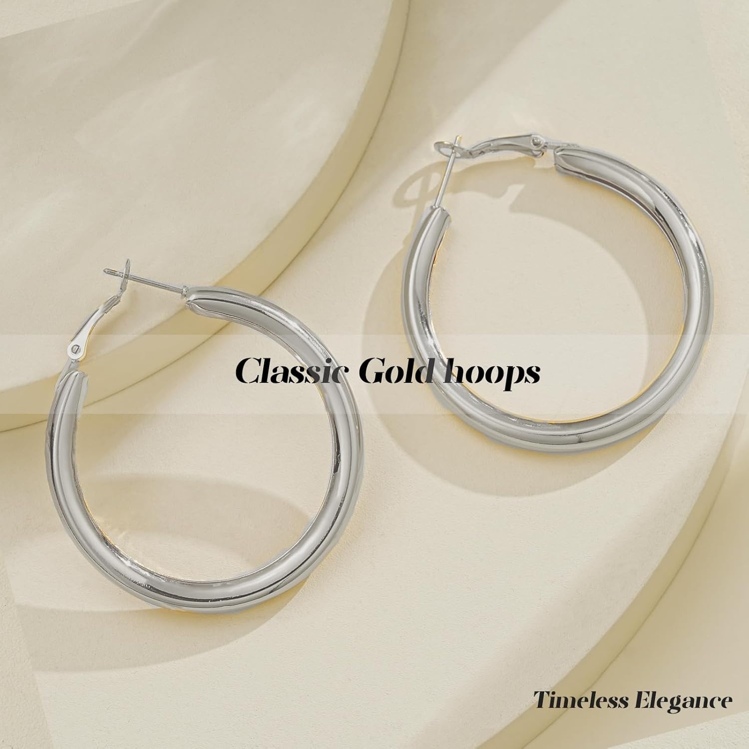 image:image42 Pairs Gold Hoop Earrings Set for Women Hypoallergenic Multipack Small to Chunky Hoops Pearl amp Twisted Trendy Earrings for Everyday Wear amp Mothers Day Giftssliver chunky42 pairs