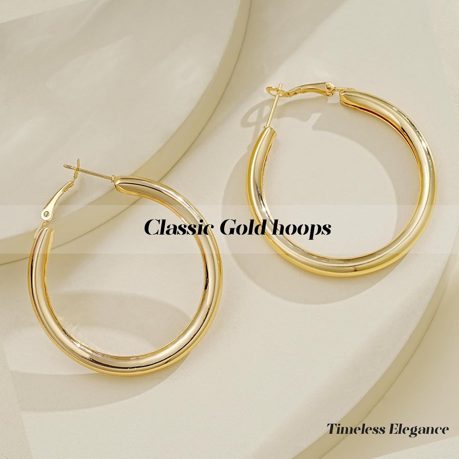 image:image42 Pairs Gold Hoop Earrings Set for Women Hypoallergenic Multipack Small to Chunky Hoops Pearl amp Twisted Trendy Earrings for Everyday Wear amp Mothers Day GiftsGold42 pairschunky