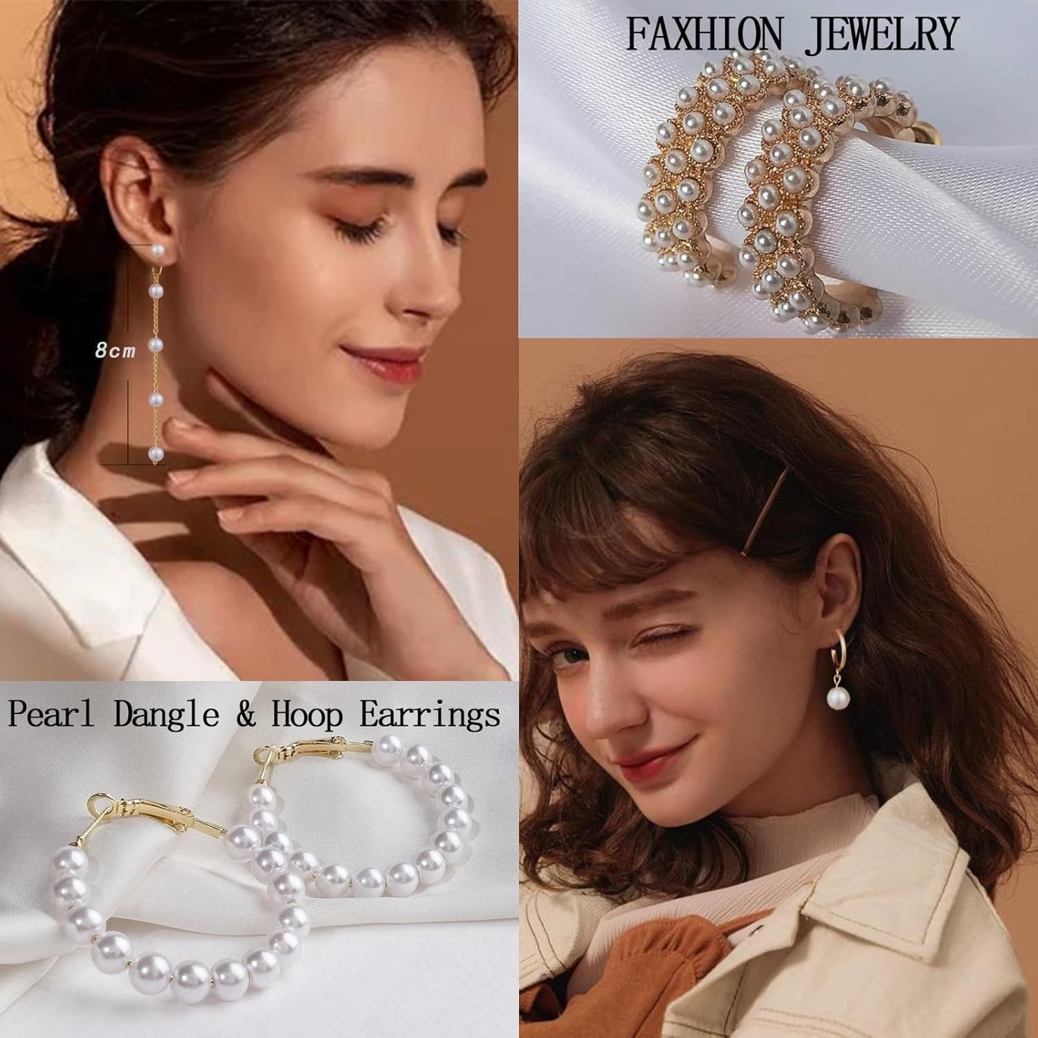 image:image42 Pairs Gold Hoop Earrings Set for Women Hypoallergenic Multipack Small to Chunky Hoops Pearl amp Twisted Trendy Earrings for Everyday Wear amp Mothers Day GiftsGold54 pairs