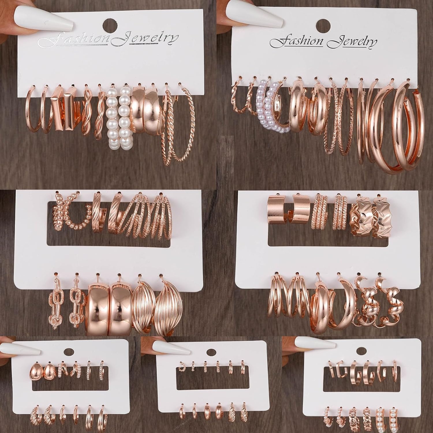 image:image42 Pairs Gold Hoop Earrings Set for Women Hypoallergenic Multipack Small to Chunky Hoops Pearl amp Twisted Trendy Earrings for Everyday Wear amp Mothers Day GiftsRose Gold42 pairs
