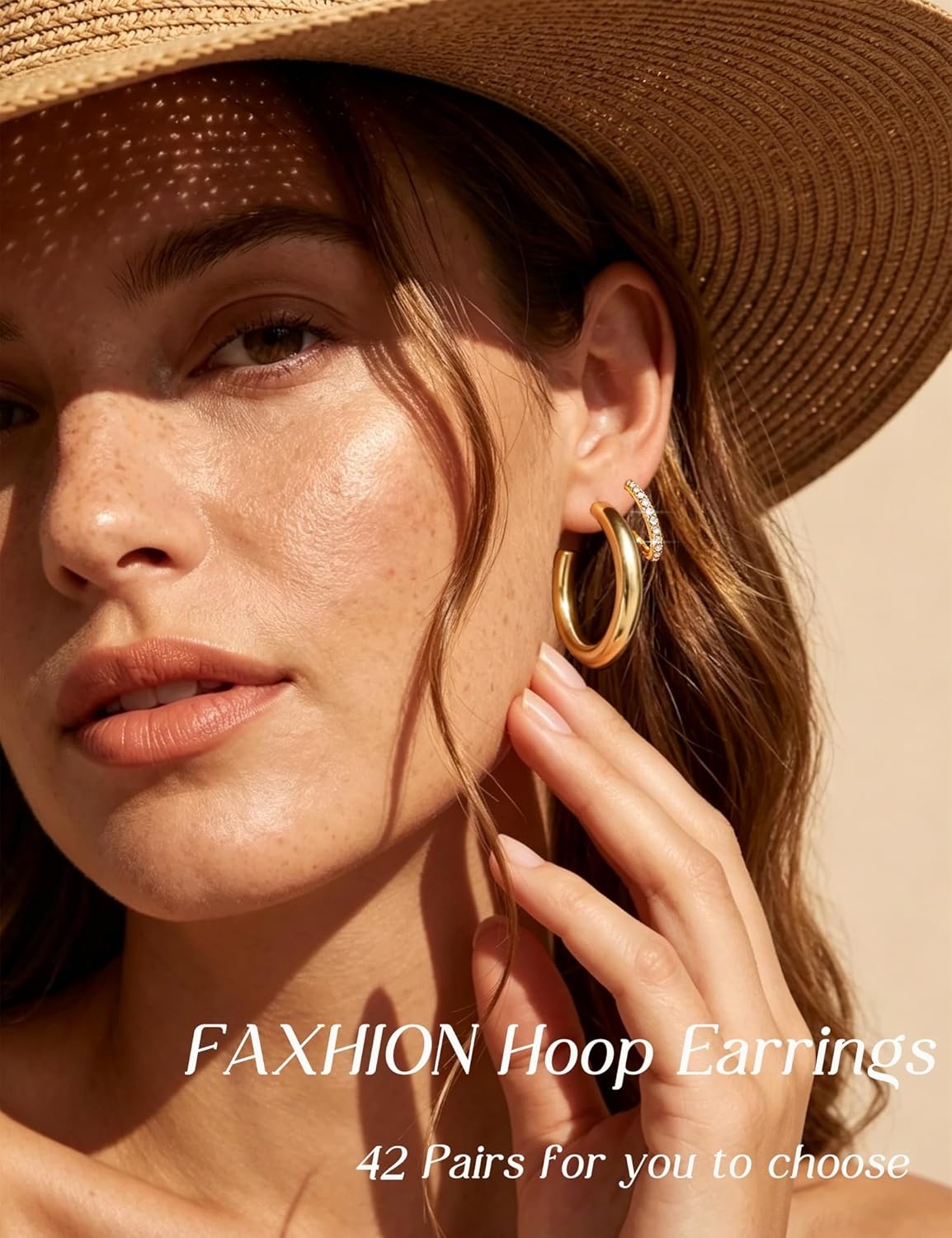 image:image42 Pairs Gold Hoop Earrings Set for Women Hypoallergenic Multipack Small to Chunky Hoops Pearl amp Twisted Trendy Earrings for Everyday Wear amp Mothers Day GiftsGold42 pairs