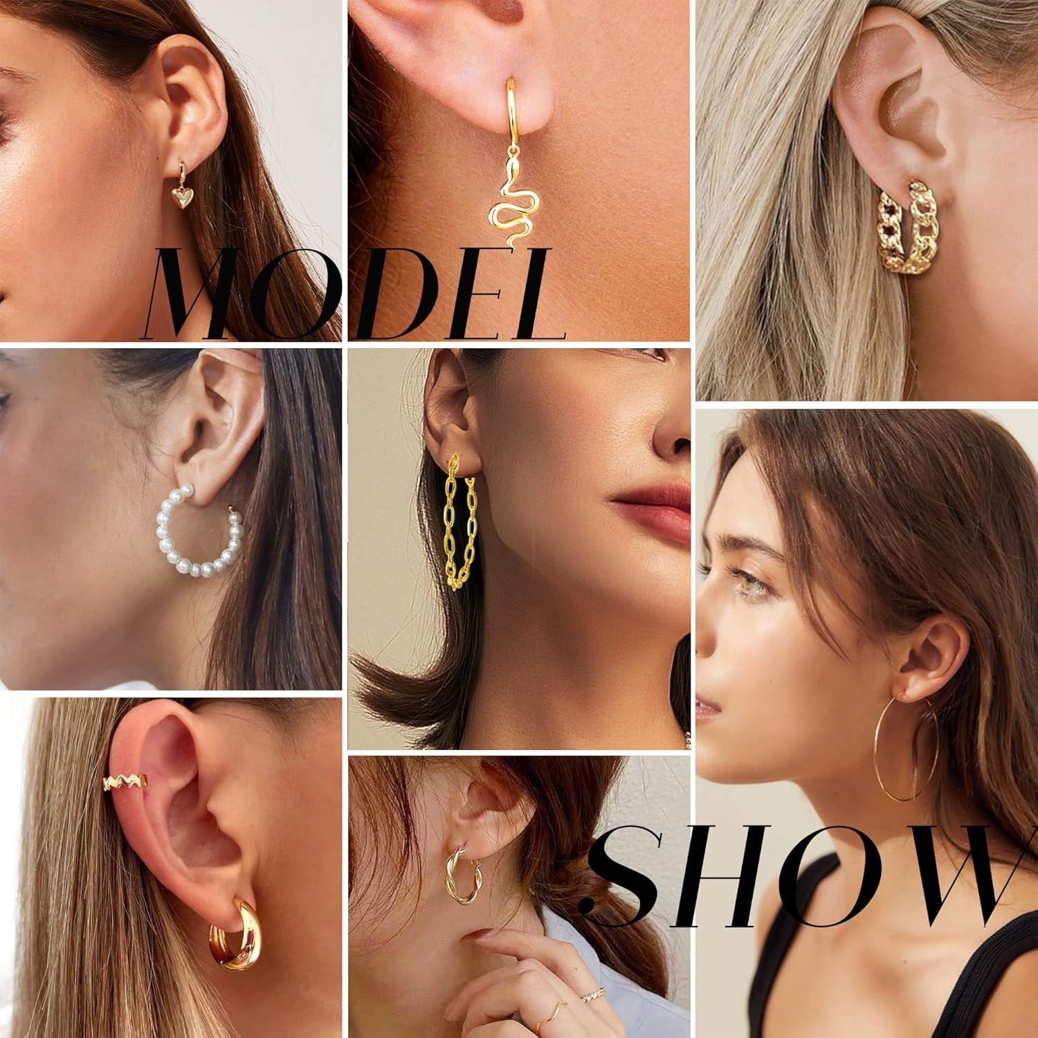 image:image45 Pairs Gold Hoop Earrings for Women Chunky Twisted Small Big Hoops Earring Packs Set Earrings for women multipack Fashion Trendy Earrings Jewelry for Birthday Party Christmas Gift