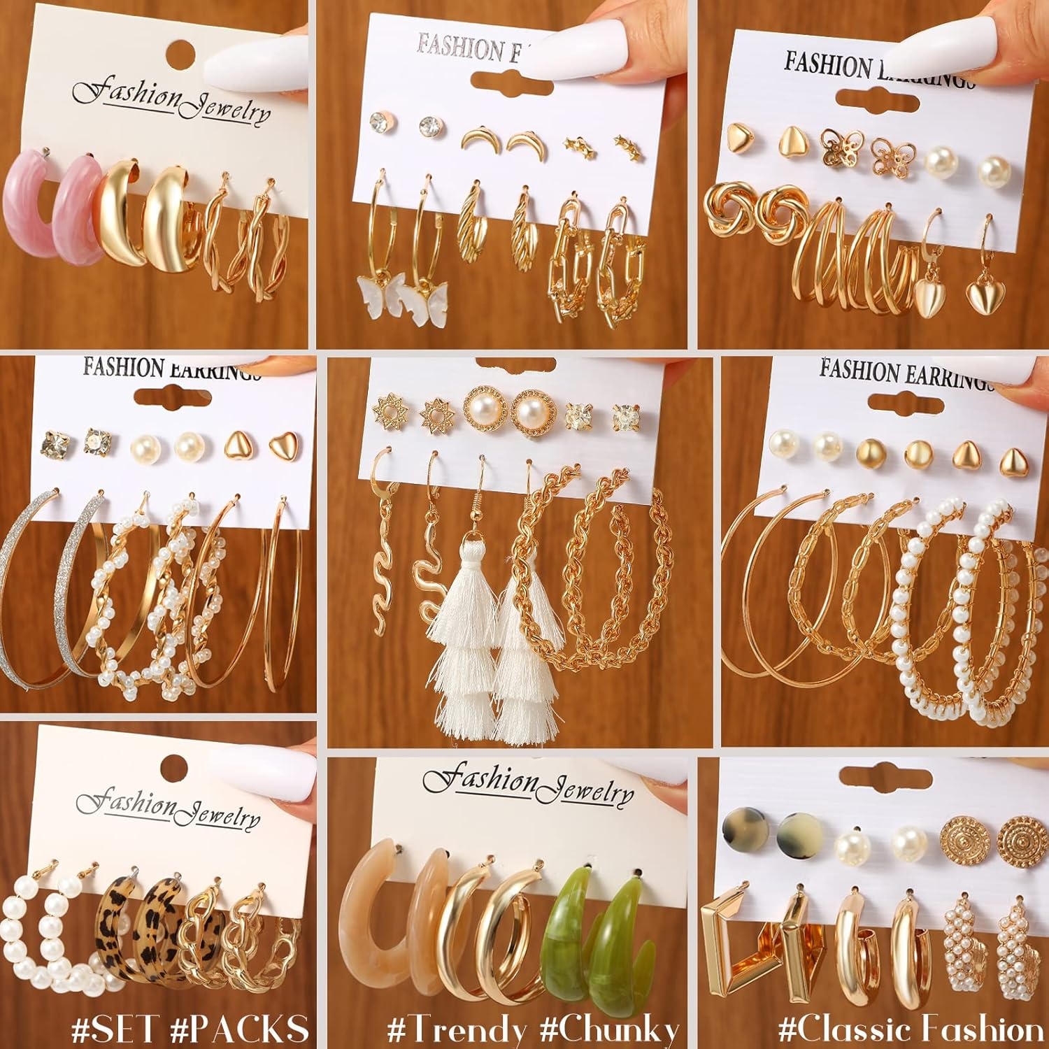 image:image45 Pairs Gold Hoop Earrings for Women Chunky Twisted Small Big Hoops Earring Packs Set Earrings for women multipack Fashion Trendy Earrings Jewelry for Birthday Party Christmas Gift