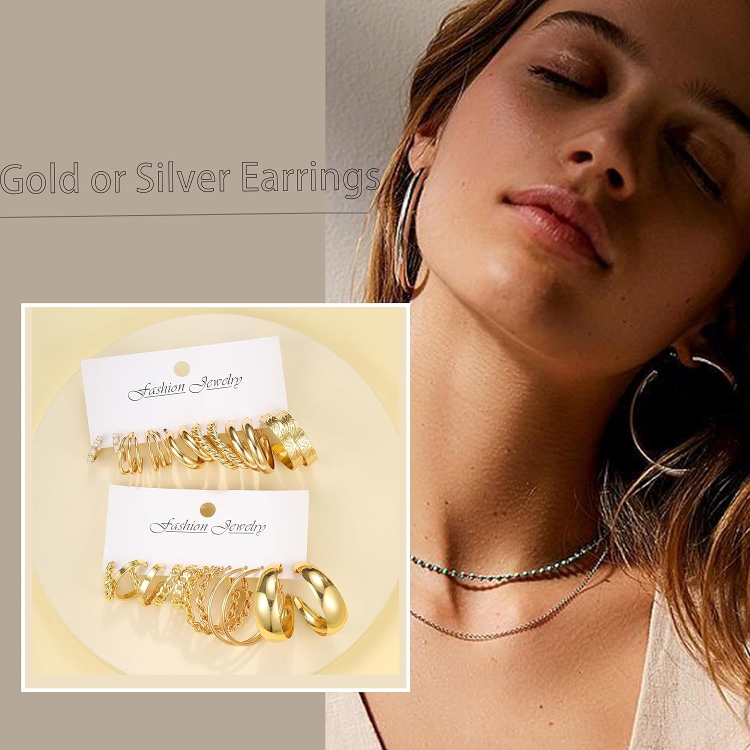 image:image46 Pairs Gold Hoop Earrings Set for Women Fashion Hypoallergenic Chunky Twisted Pearl Stud Earrings Multipack Small Big Hoops Earring Packs Trendy for Christmas Birthday Party Jewelry Gift01Gold