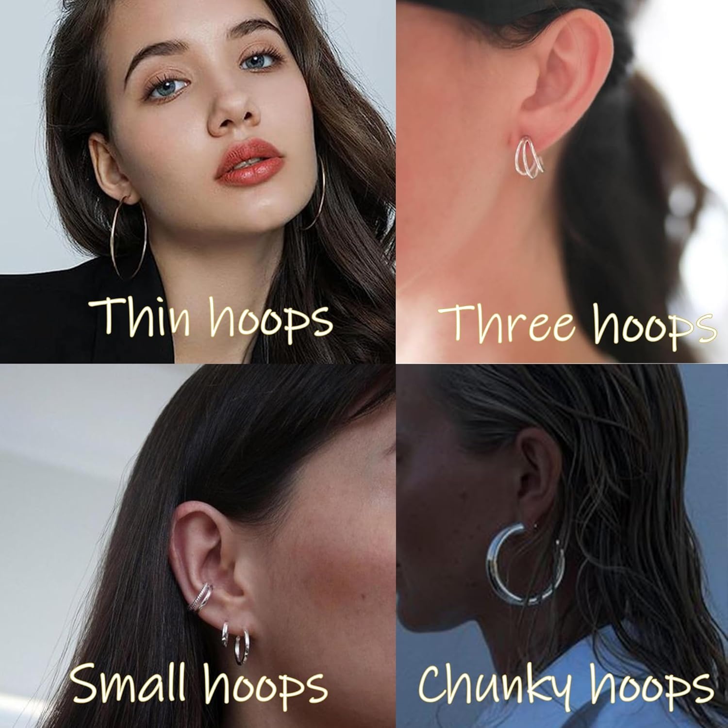 image:image46 Pairs Gold Hoop Earrings Set for Women Fashion Hypoallergenic Chunky Twisted Pearl Stud Earrings Multipack Small Big Hoops Earring Packs Trendy for Christmas Birthday Party Jewelry Gift02Silver