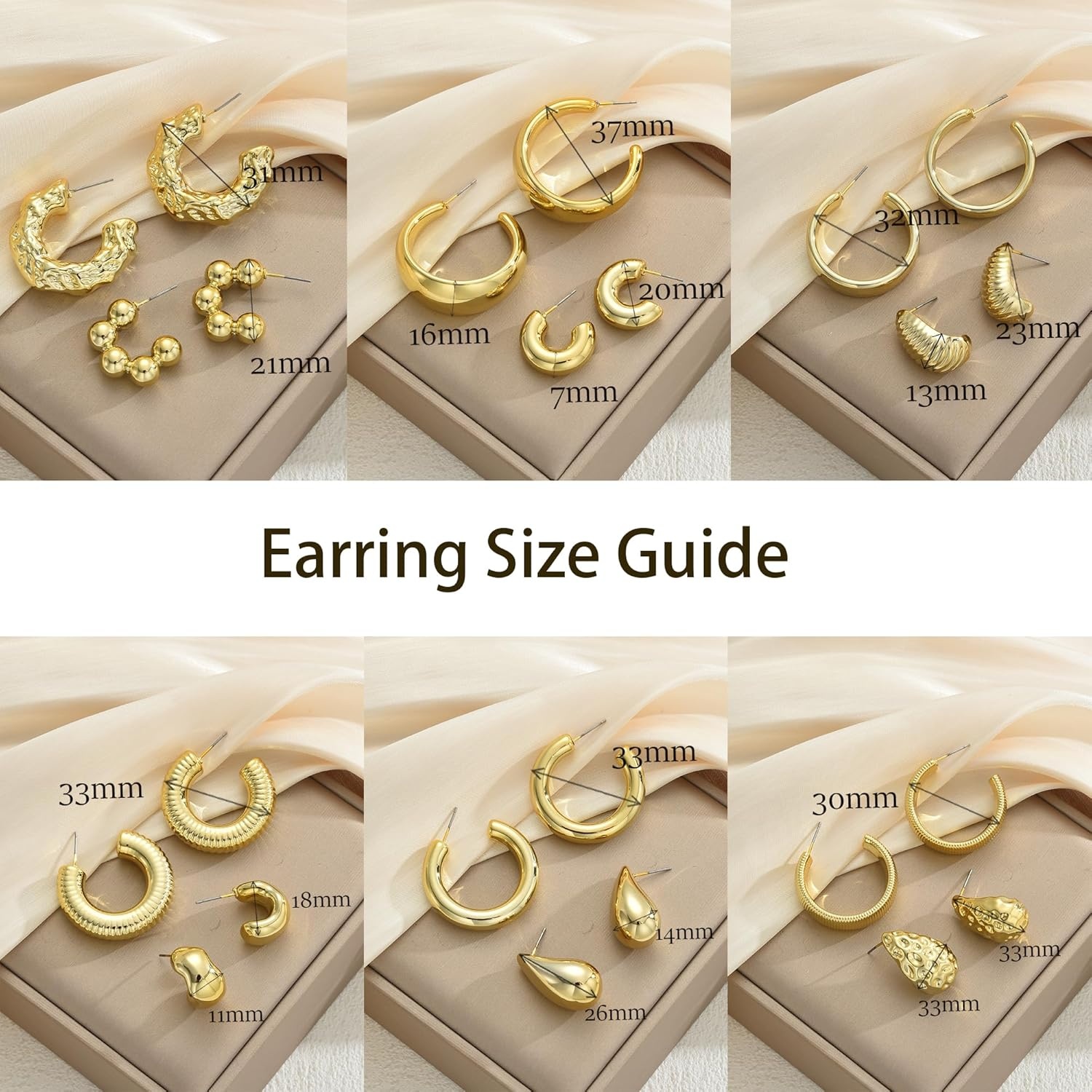 image:image46 Pairs Gold Hoop Earrings Set for Women Fashion Hypoallergenic Chunky Twisted Pearl Stud Earrings Multipack Small Big Hoops Earring Packs Trendy for Christmas Birthday Party Jewelry Gift15 pairs gold