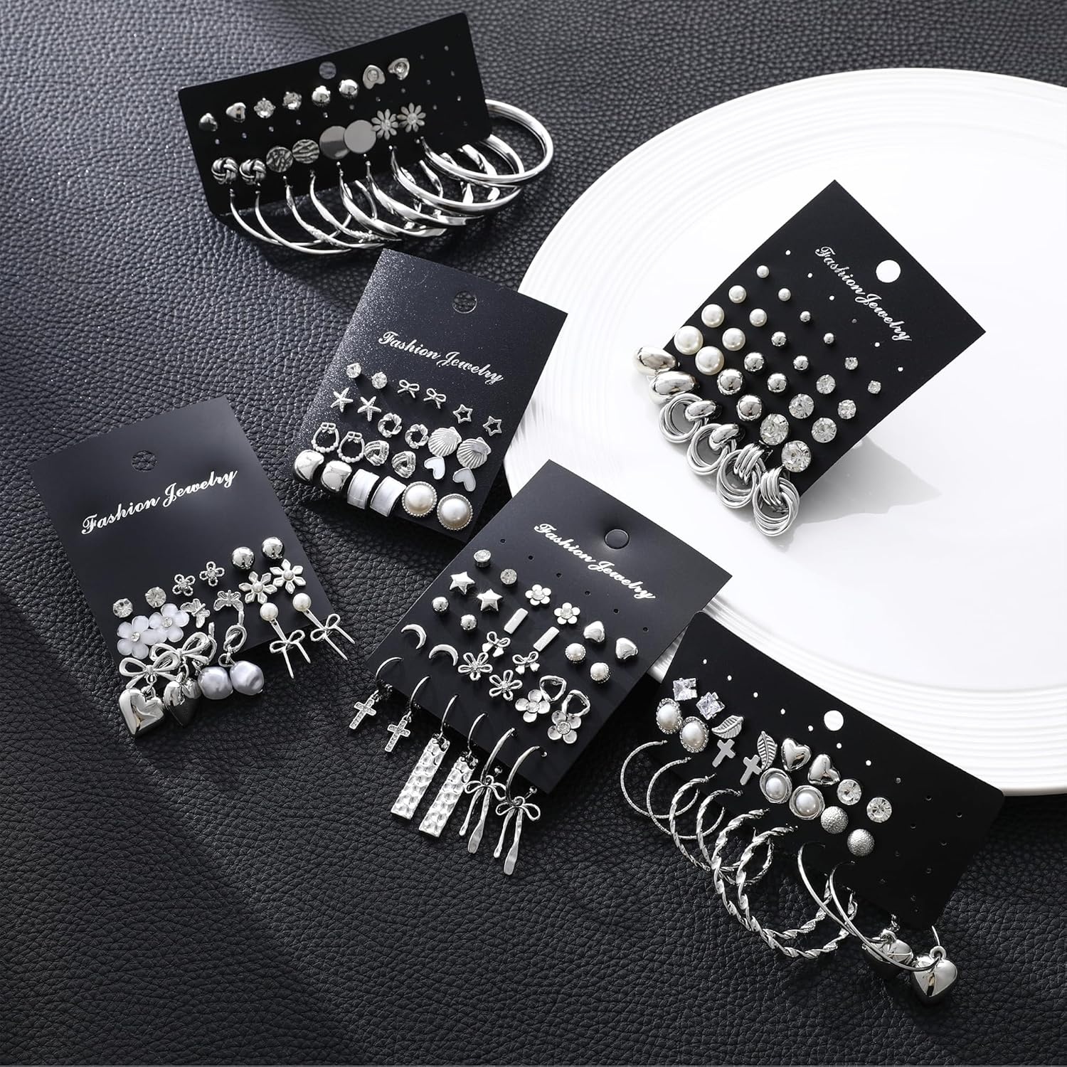 image:image75 Pairs Gold Stud Earrings Set for Women Trendy Hypoallergenic Pearl Cubic Zirconia Multiple Piercings Earrings Packs Stud Hoops Earrings for Gift Jewelrysilver stud
