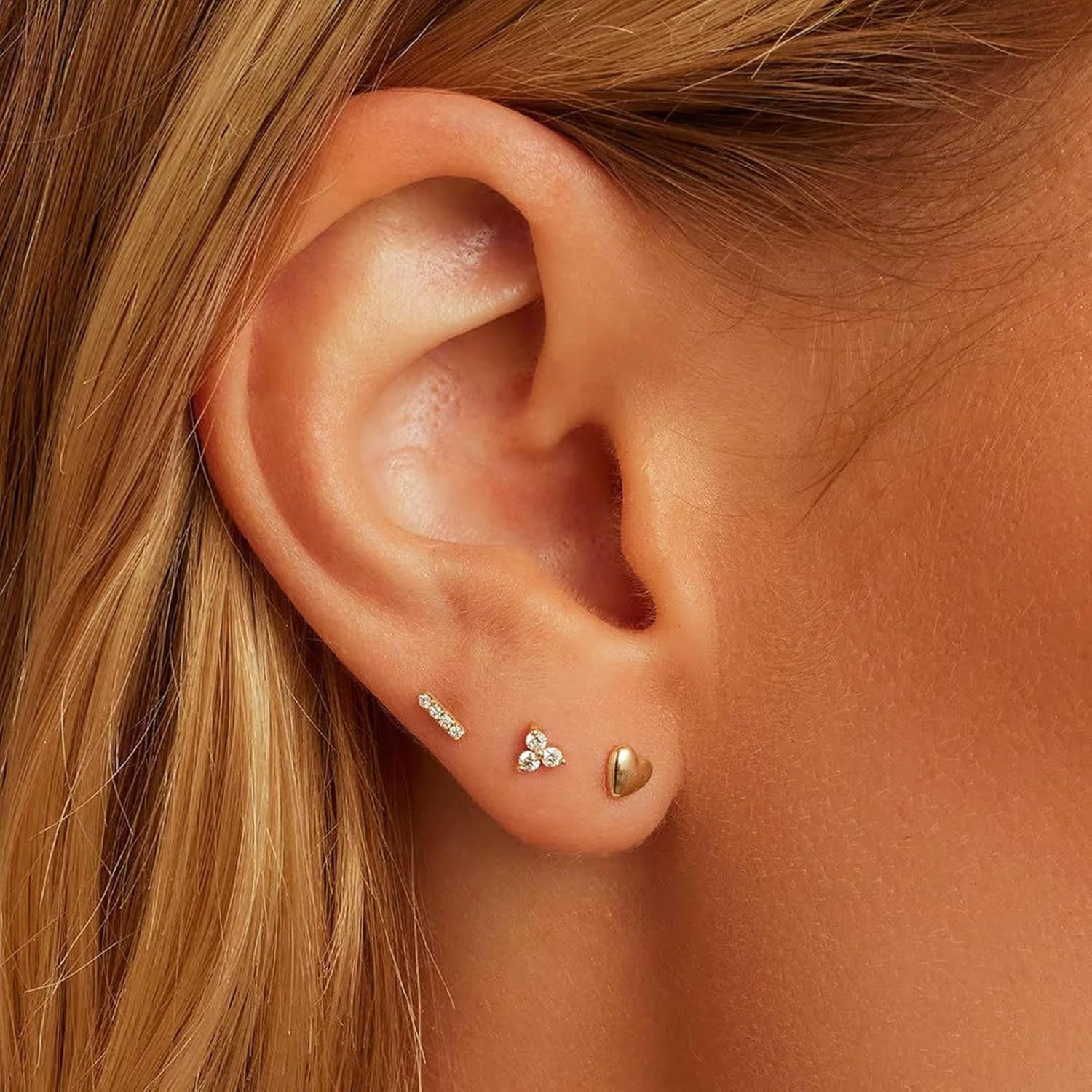 image:image82 Pairs Gold Earrings for Women Trendy Pearl Bow Small Hoop Stud Earrings Pack Earring Set Multiple Piercing for Birthday Party Gift1gold