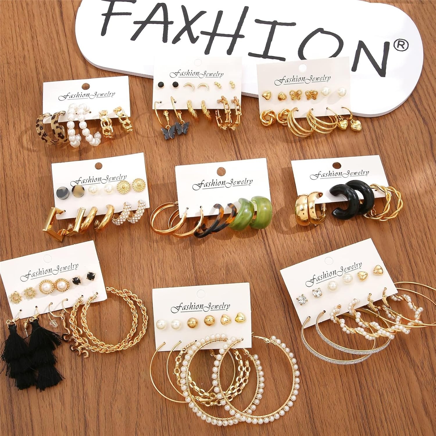 image:image82 Pairs Gold Earrings for Women Trendy Pearl Bow Small Hoop Stud Earrings Pack Earring Set Multiple Piercing for Birthday Party GiftCgray