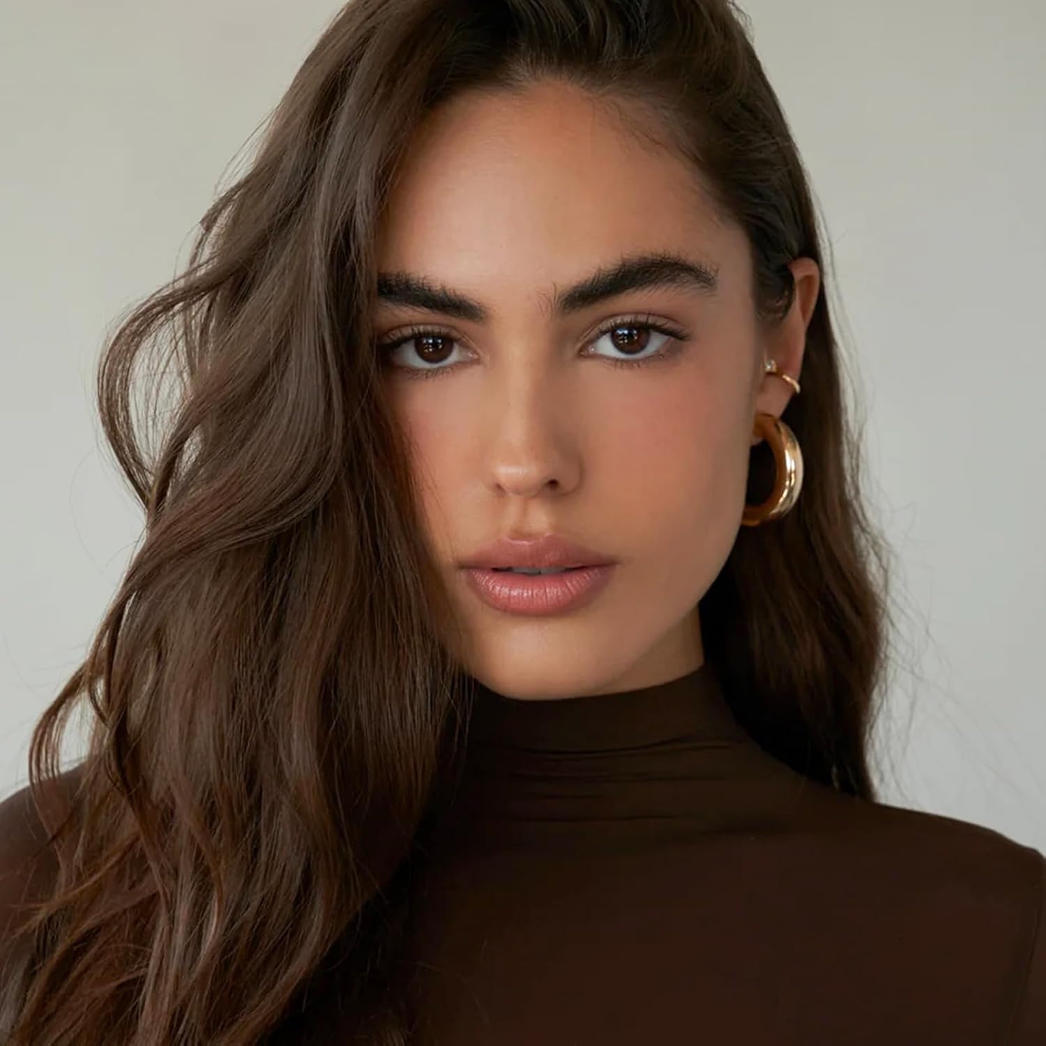image:image9 Pairs Gold Hoop Earrings for Women Trendy Thick Twisted Gold Earrings Lightweight Chunky Hoop Earring Set Jewelry for GiftsAGold
