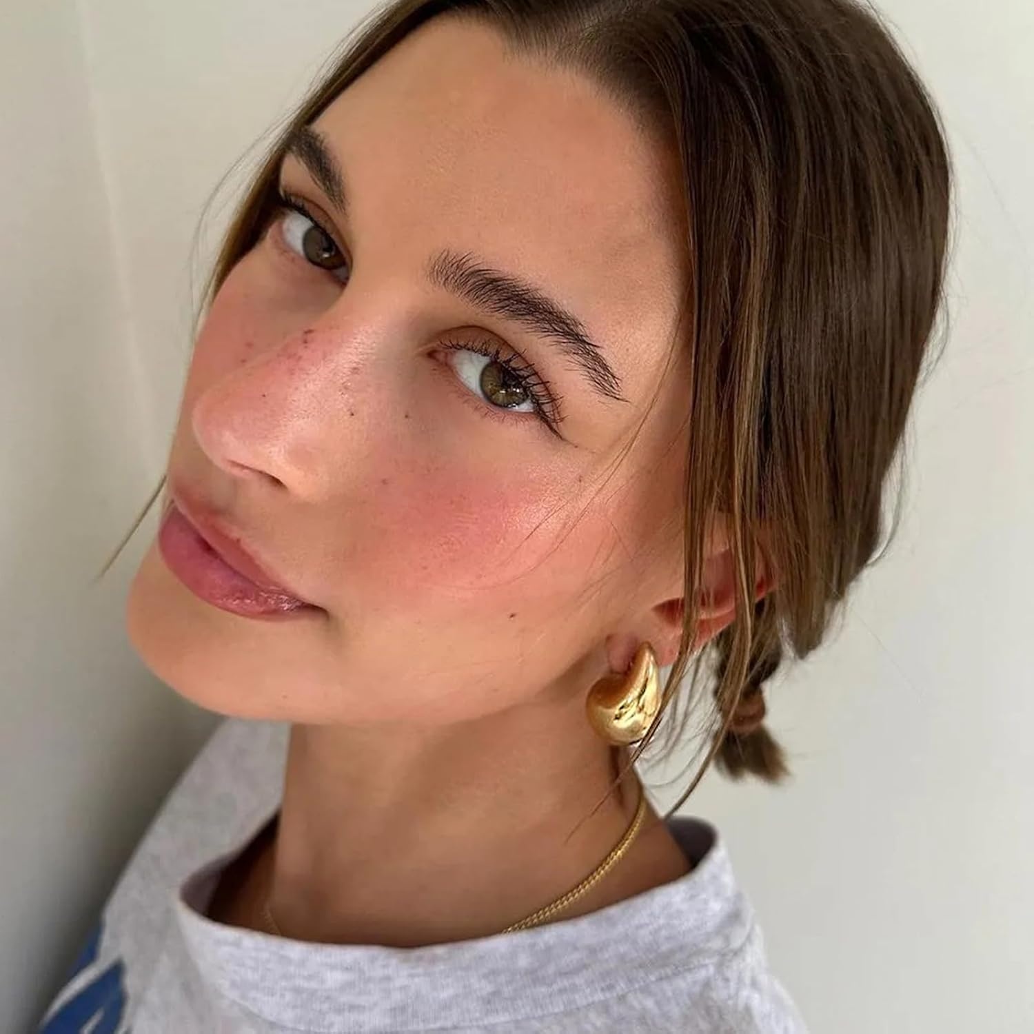 image:image9 Pairs Gold Hoop Earrings for Women Trendy Thick Twisted Gold Earrings Lightweight Chunky Hoop Earring Set Jewelry for GiftsBGold