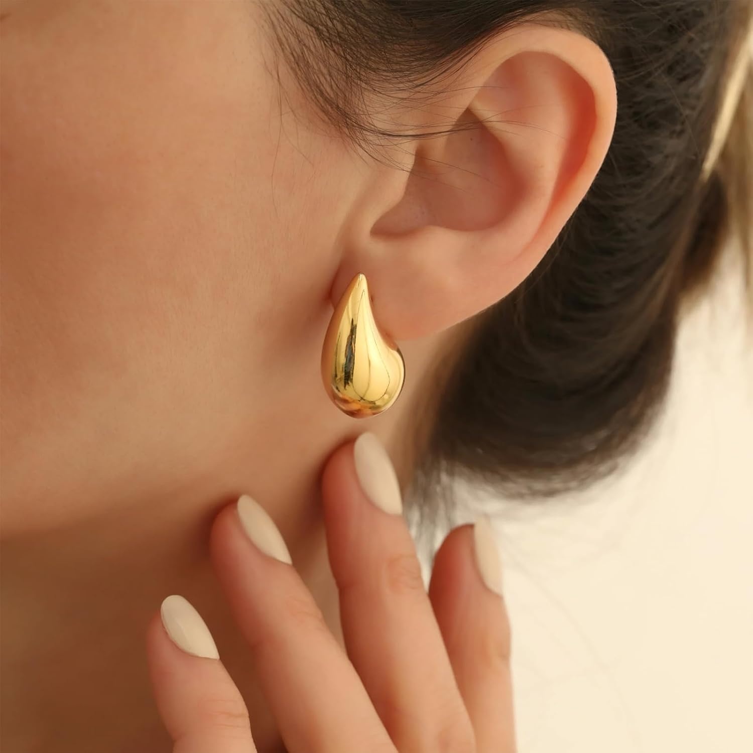 image:image9 Pairs Gold Hoop Earrings for Women Trendy Thick Twisted Gold Earrings Lightweight Chunky Hoop Earring Set Jewelry for GiftsBGold