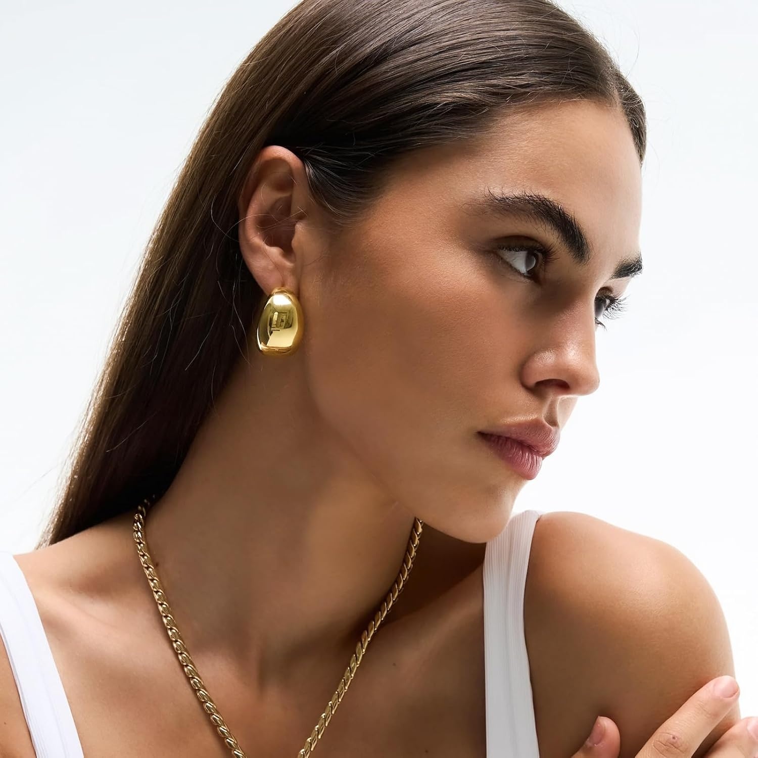 image:image9 Pairs Gold Hoop Earrings for Women Trendy Thick Twisted Gold Earrings Lightweight Chunky Hoop Earring Set Jewelry for GiftsBGold