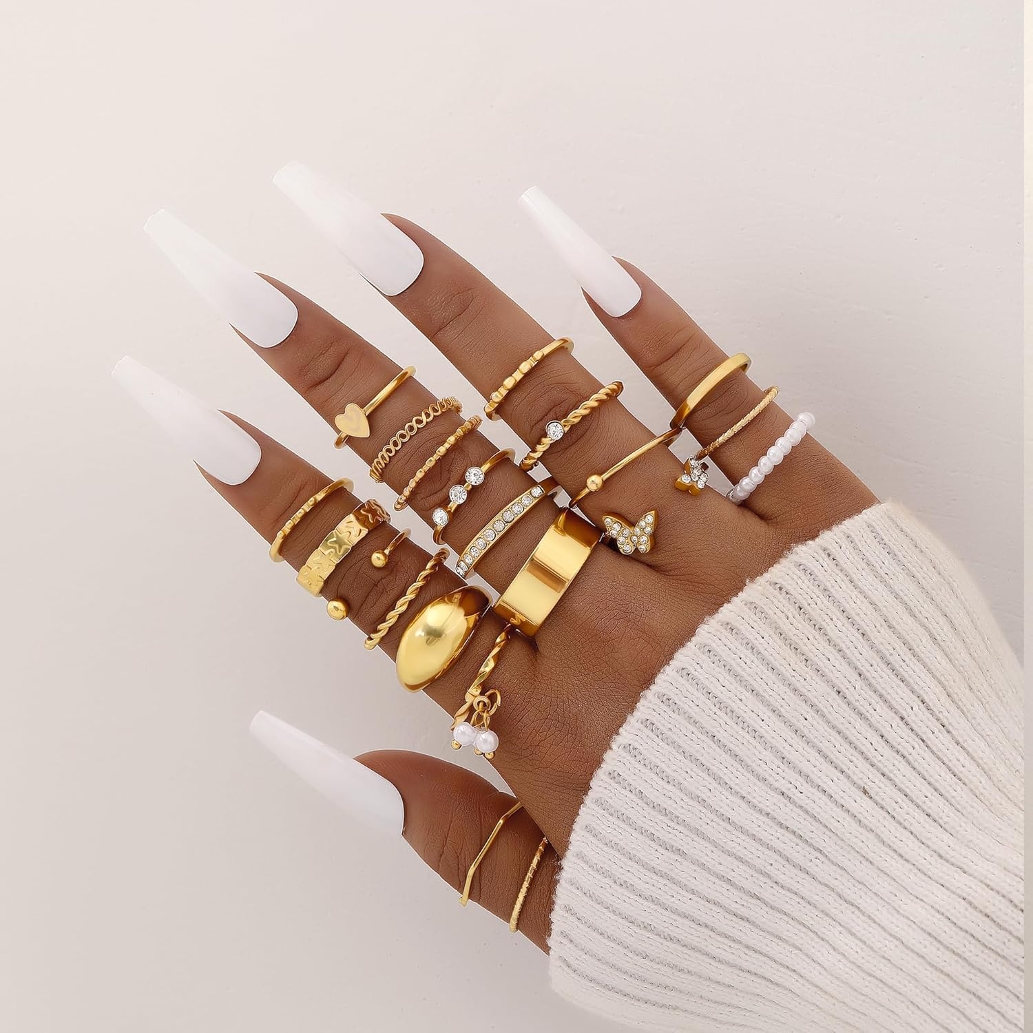 image:imageFAXHION 2460 Pcs Gold Stackable Rings for Women Knuckle Rings Chunky Gold Ring Set Dainty Stacking Cute Rings Multiple Sizes Cute Jewelry Set GiftGold21 Pcs