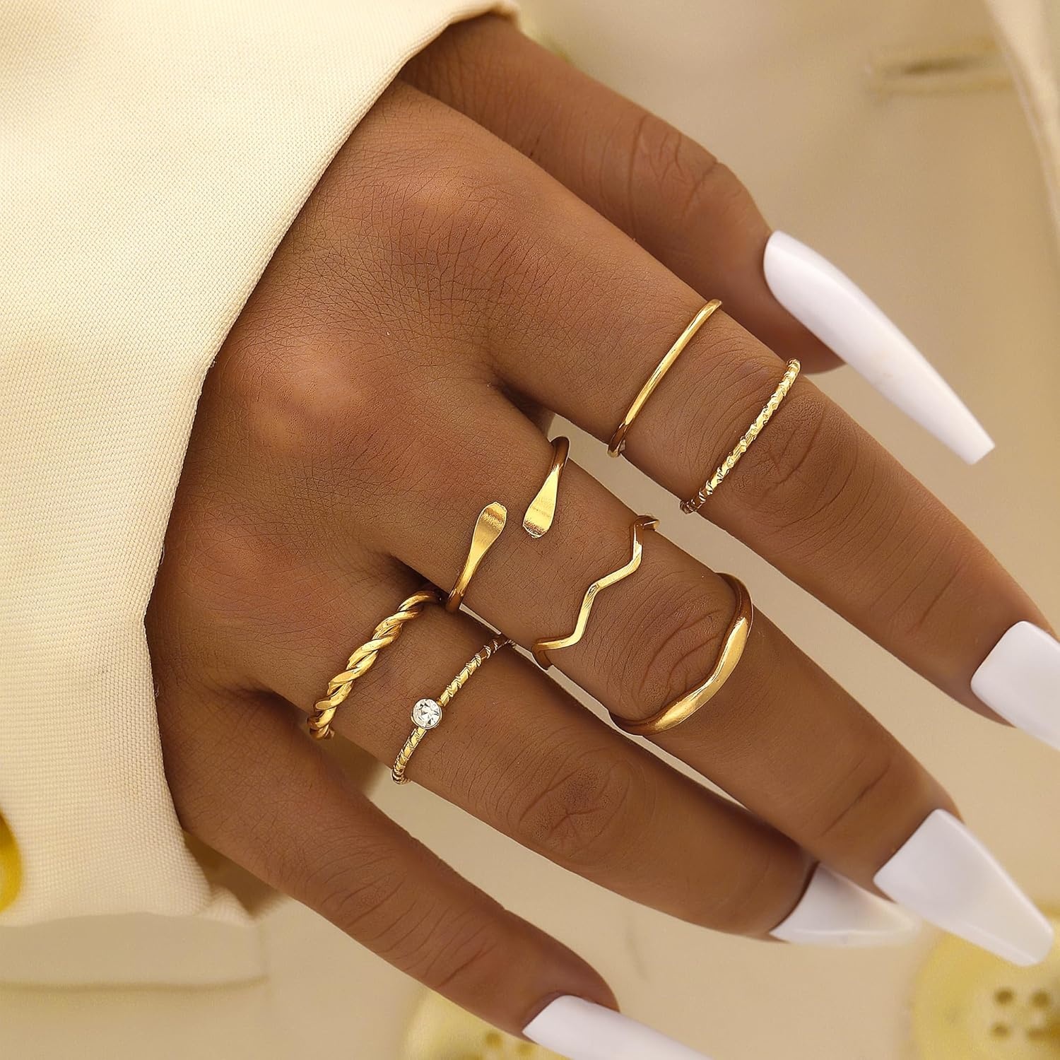 image:imageFAXHION 2460 Pcs Gold Stackable Rings for Women Knuckle Rings Chunky Gold Ring Set Dainty Stacking Cute Rings Multiple Sizes Cute Jewelry Set GiftGold24 Pcs01