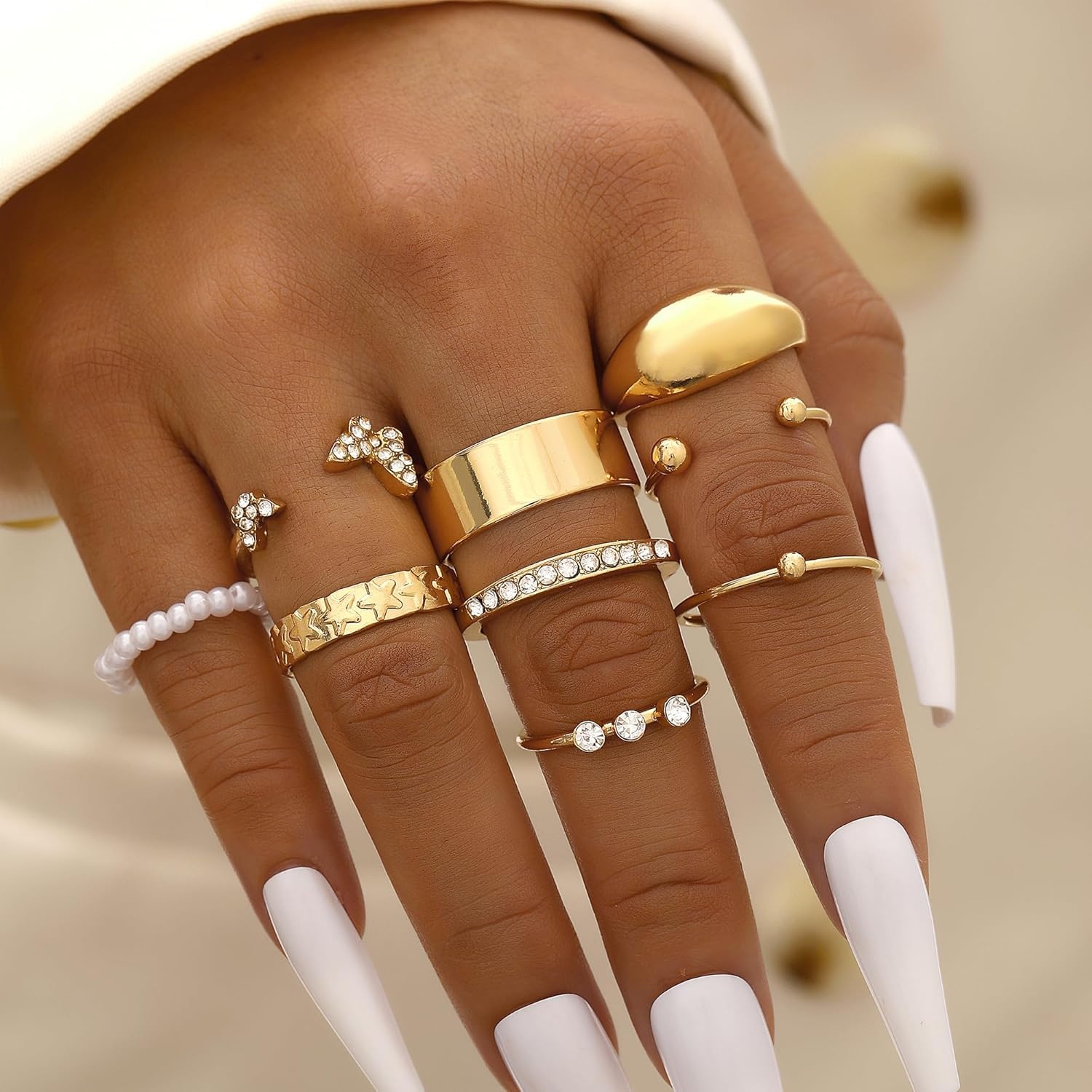image:imageFAXHION 2460 Pcs Gold Stackable Rings for Women Knuckle Rings Chunky Gold Ring Set Dainty Stacking Cute Rings Multiple Sizes Cute Jewelry Set GiftGold21 Pcs