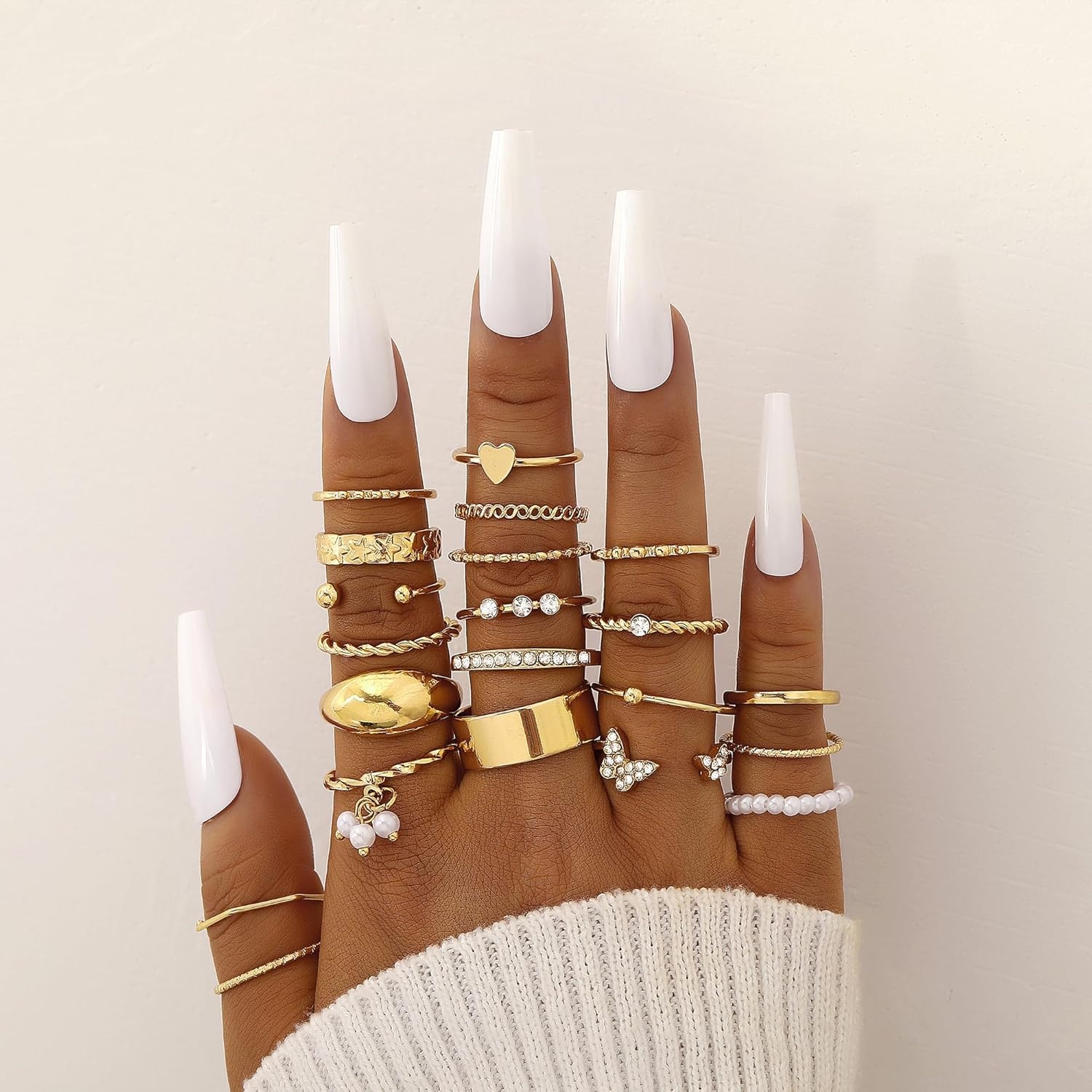 image:imageFAXHION 2460 Pcs Gold Stackable Rings for Women Knuckle Rings Chunky Gold Ring Set Dainty Stacking Cute Rings Multiple Sizes Cute Jewelry Set GiftGold21 Pcs
