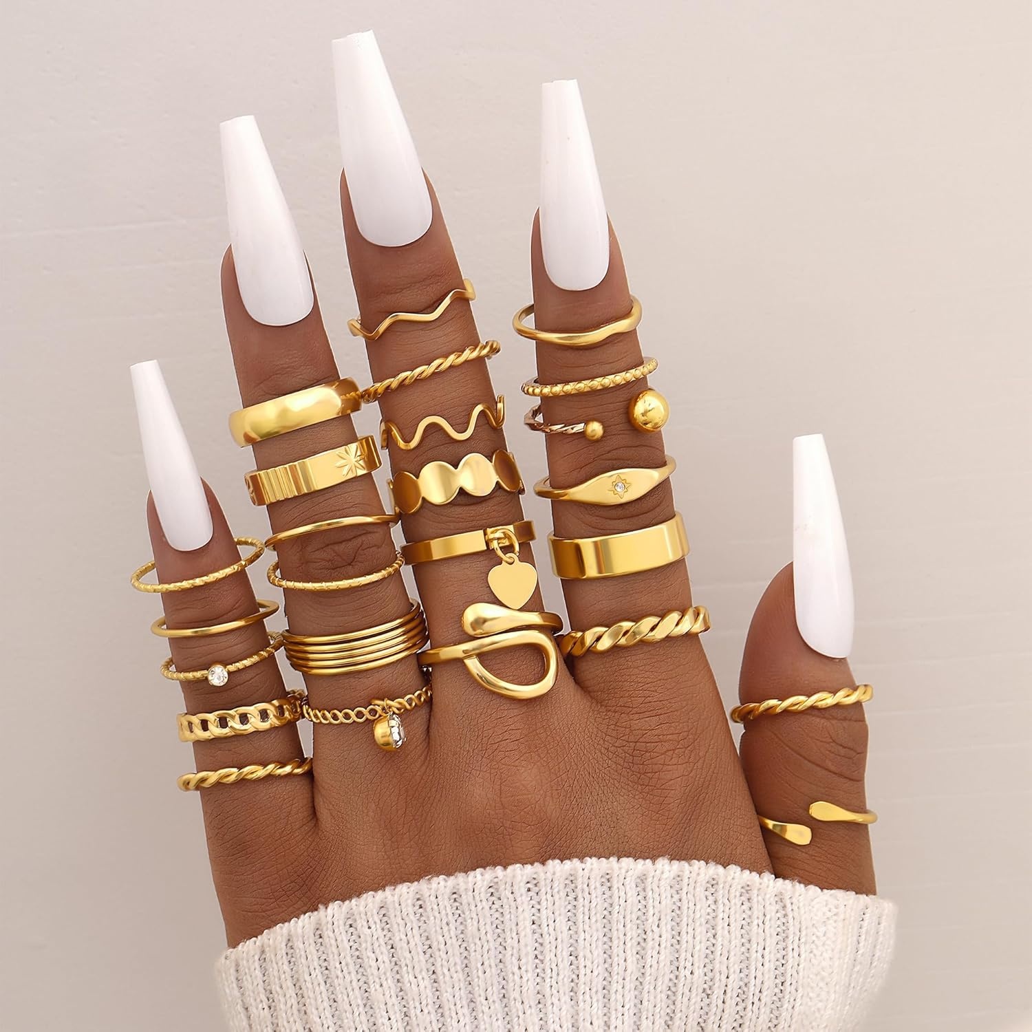 image:imageFAXHION 2460 Pcs Gold Stackable Rings for Women Knuckle Rings Chunky Gold Ring Set Dainty Stacking Cute Rings Multiple Sizes Cute Jewelry Set GiftGold24 Pcs01