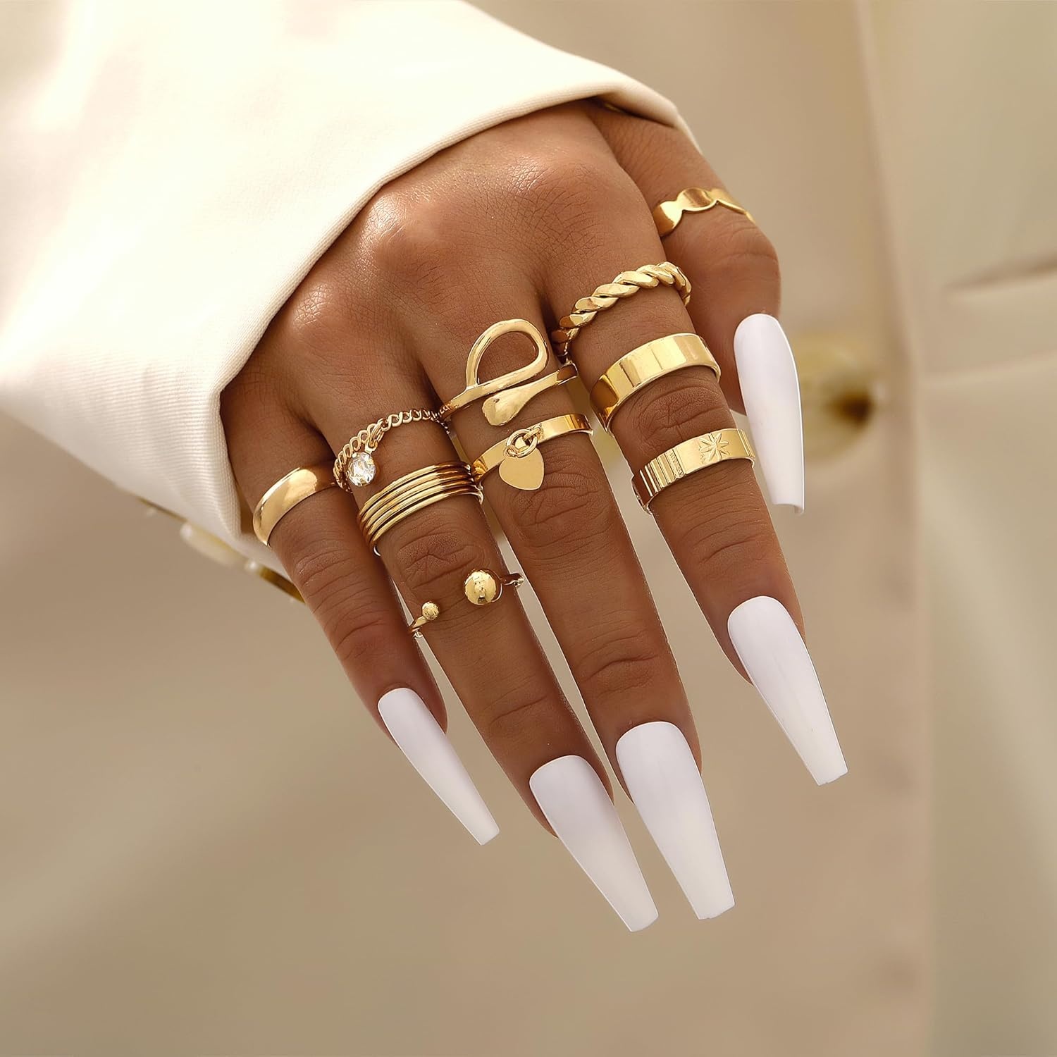 image:imageFAXHION 2460 Pcs Gold Stackable Rings for Women Knuckle Rings Chunky Gold Ring Set Dainty Stacking Cute Rings Multiple Sizes Cute Jewelry Set GiftGold24 Pcs01