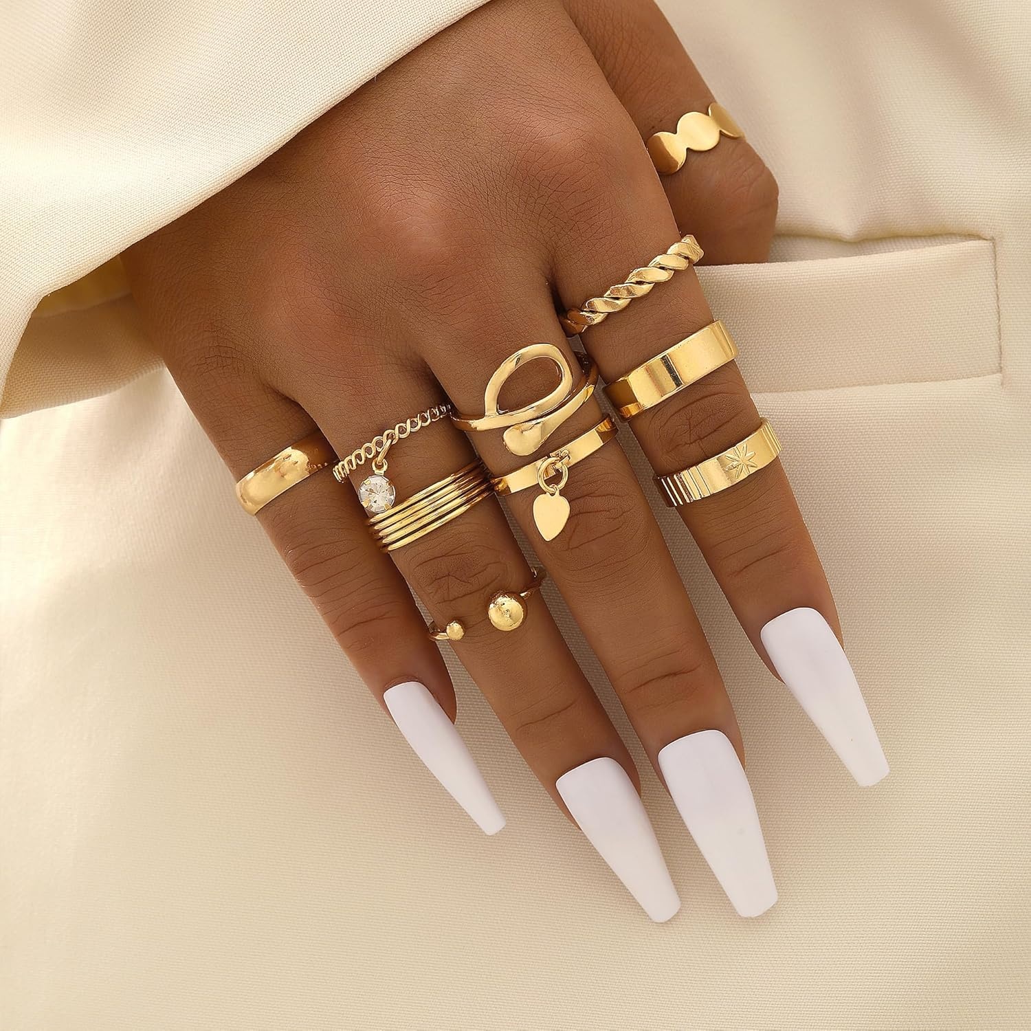 image:imageFAXHION 2460 Pcs Gold Stackable Rings for Women Knuckle Rings Chunky Gold Ring Set Dainty Stacking Cute Rings Multiple Sizes Cute Jewelry Set GiftGold24 Pcs01