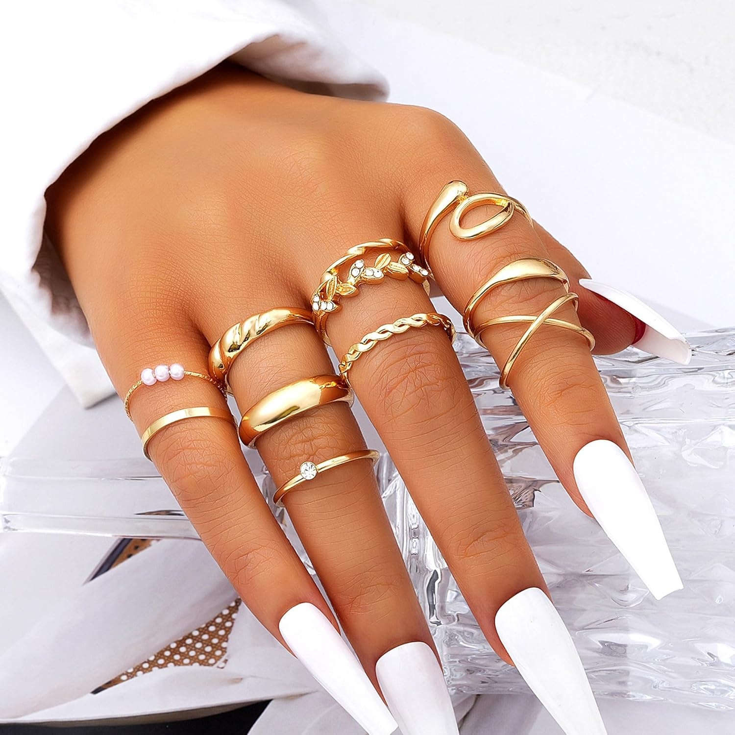 image:imageFAXHION 2460 Pcs Gold Stackable Rings for Women Knuckle Rings Chunky Gold Ring Set Dainty Stacking Cute Rings Multiple Sizes Cute Jewelry Set GiftGold24 Pcs