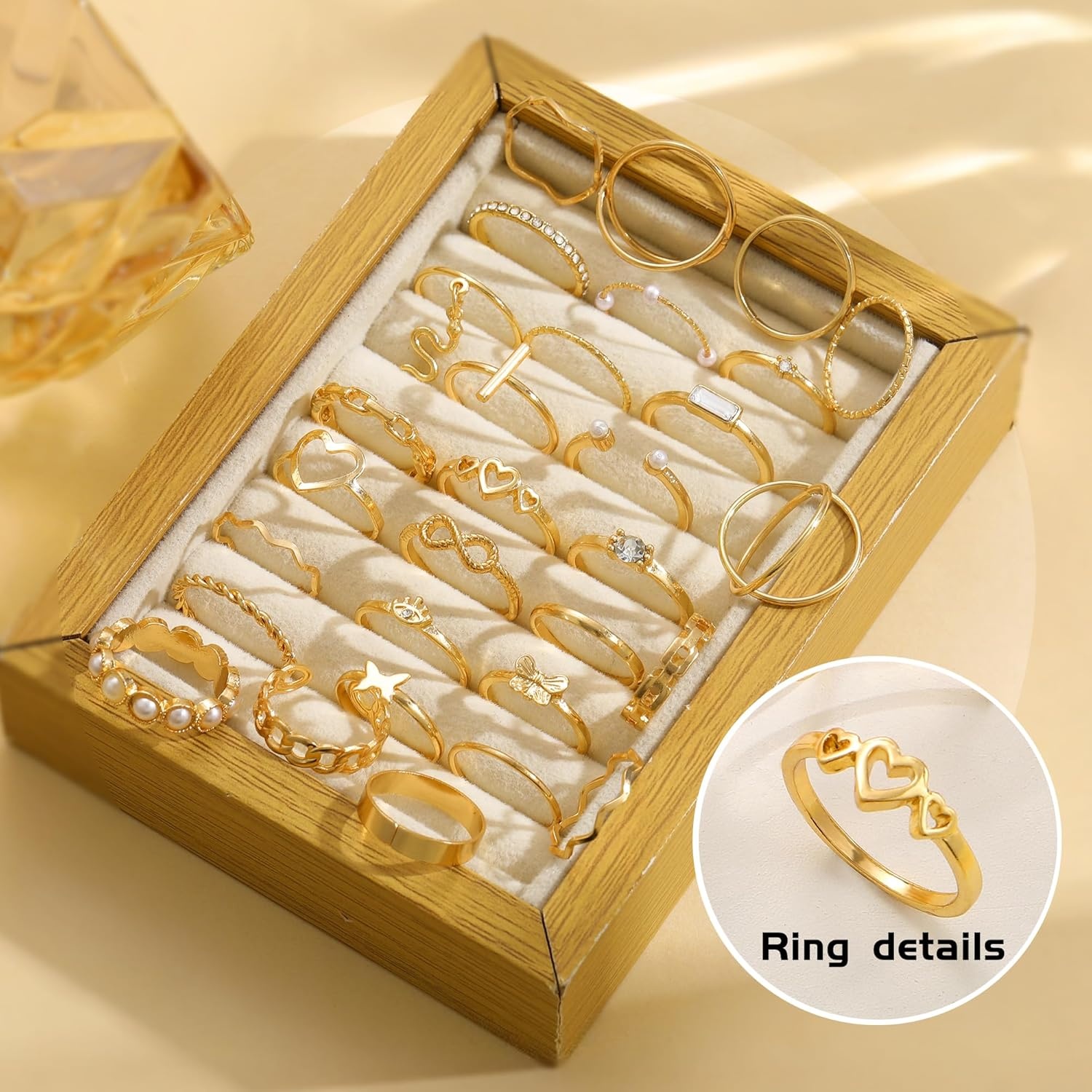 image:imageFAXHION 2460 Pcs Gold Stackable Rings for Women Knuckle Rings Chunky Gold Ring Set Dainty Stacking Cute Rings Multiple Sizes Cute Jewelry Set GiftGold30 pcs1