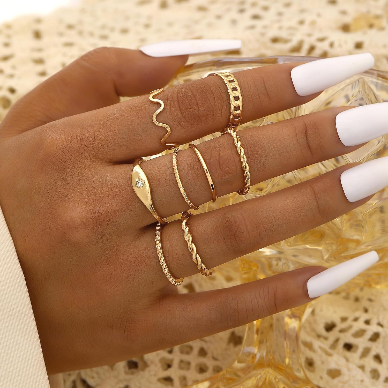 image:imageFAXHION 2460 Pcs Gold Stackable Rings for Women Knuckle Rings Chunky Gold Ring Set Dainty Stacking Cute Rings Multiple Sizes Cute Jewelry Set GiftGold24 Pcs01