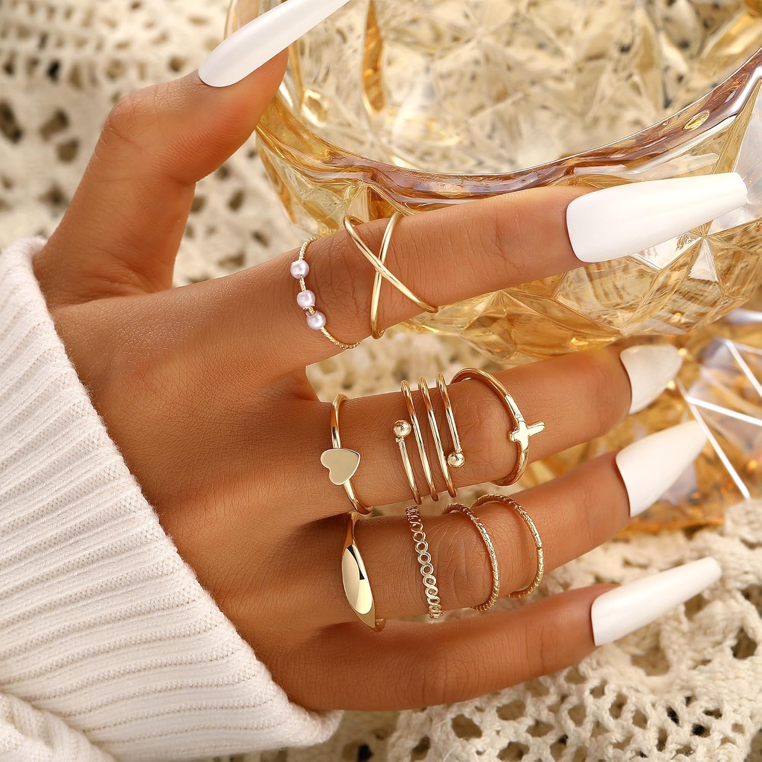 image:imageFAXHION 2460 Pcs Gold Stackable Rings for Women Knuckle Rings Chunky Gold Ring Set Dainty Stacking Cute Rings Multiple Sizes Cute Jewelry Set GiftGold24 Pcs