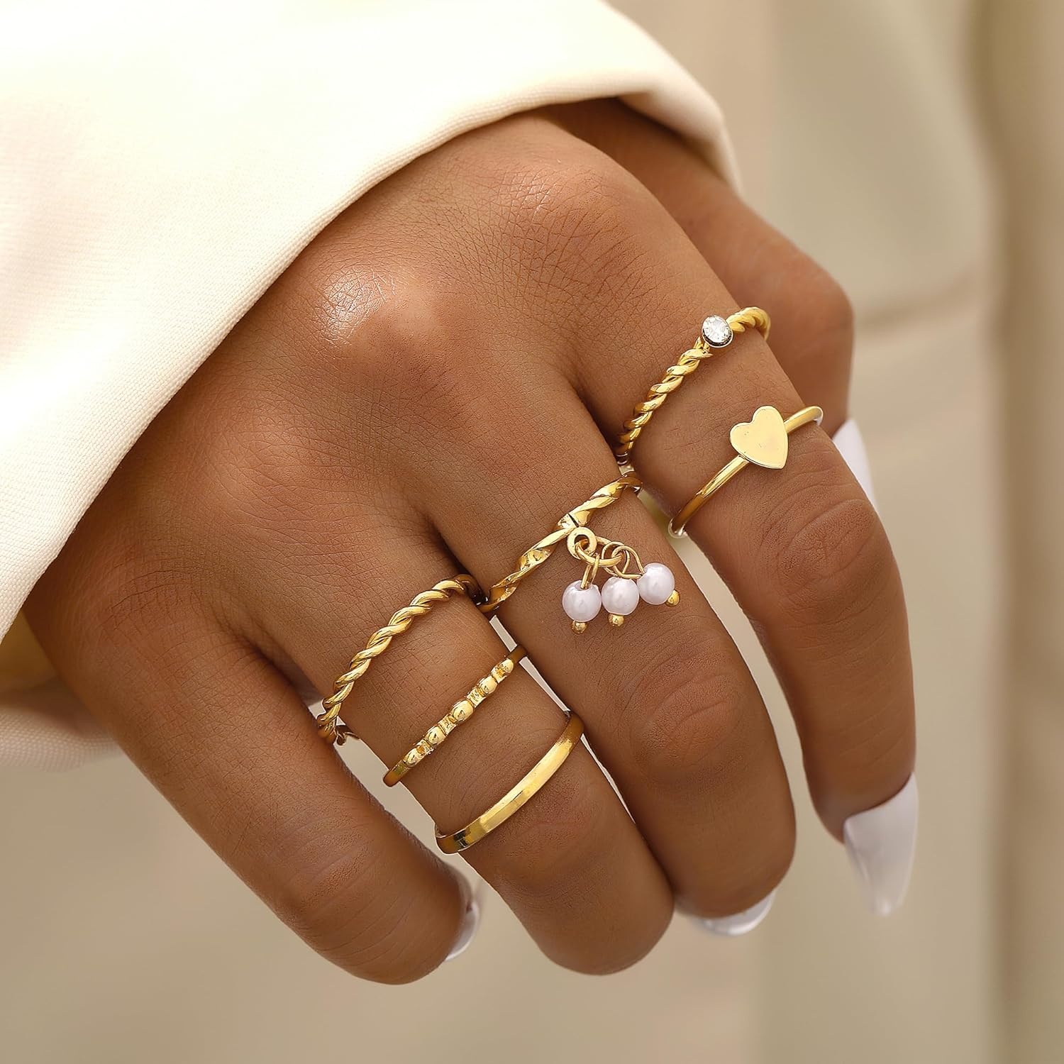 image:imageFAXHION 2460 Pcs Gold Stackable Rings for Women Knuckle Rings Chunky Gold Ring Set Dainty Stacking Cute Rings Multiple Sizes Cute Jewelry Set GiftGold21 Pcs