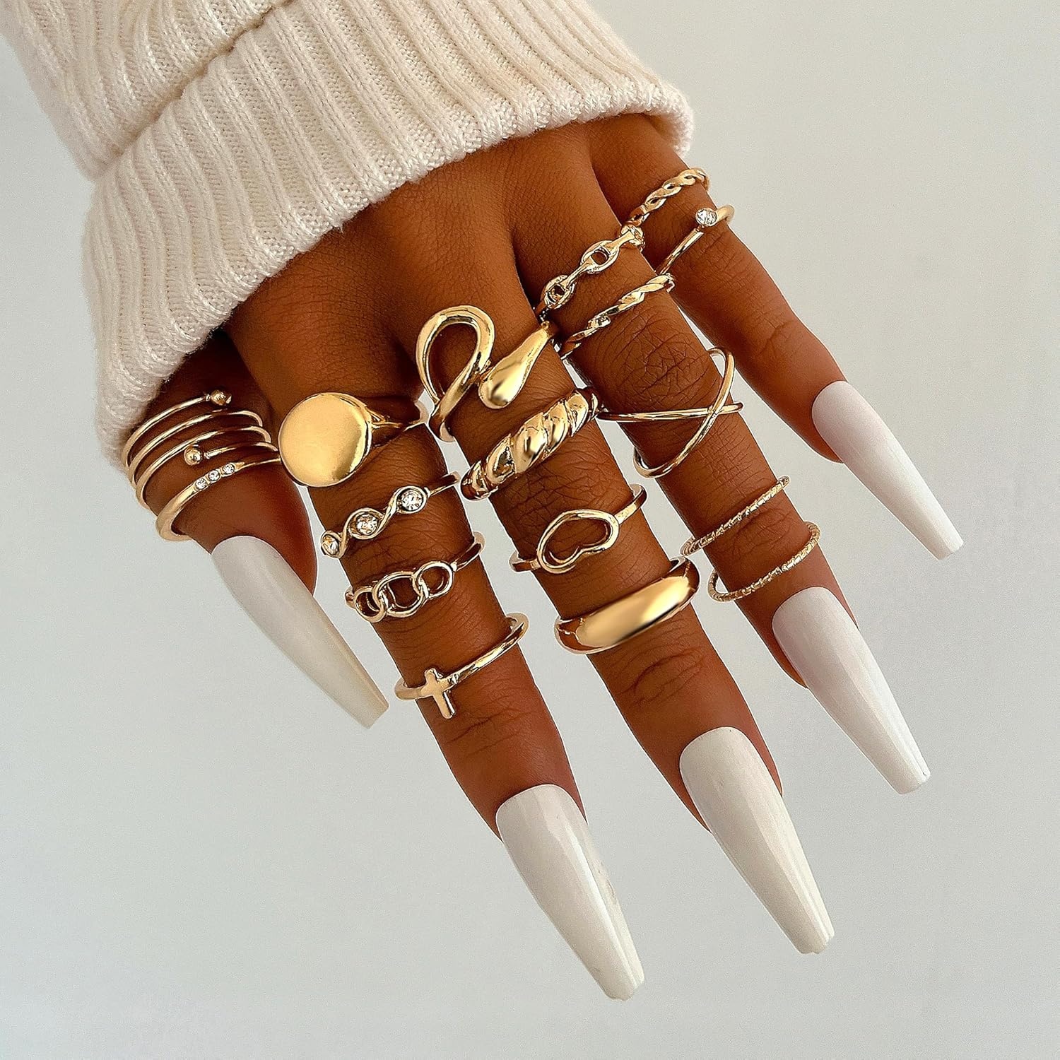 image:imageFAXHION 2460 Pcs Gold Stackable Rings for Women Knuckle Rings Chunky Gold Ring Set Dainty Stacking Cute Rings Multiple Sizes Cute Jewelry Set GiftGold24 Pcs