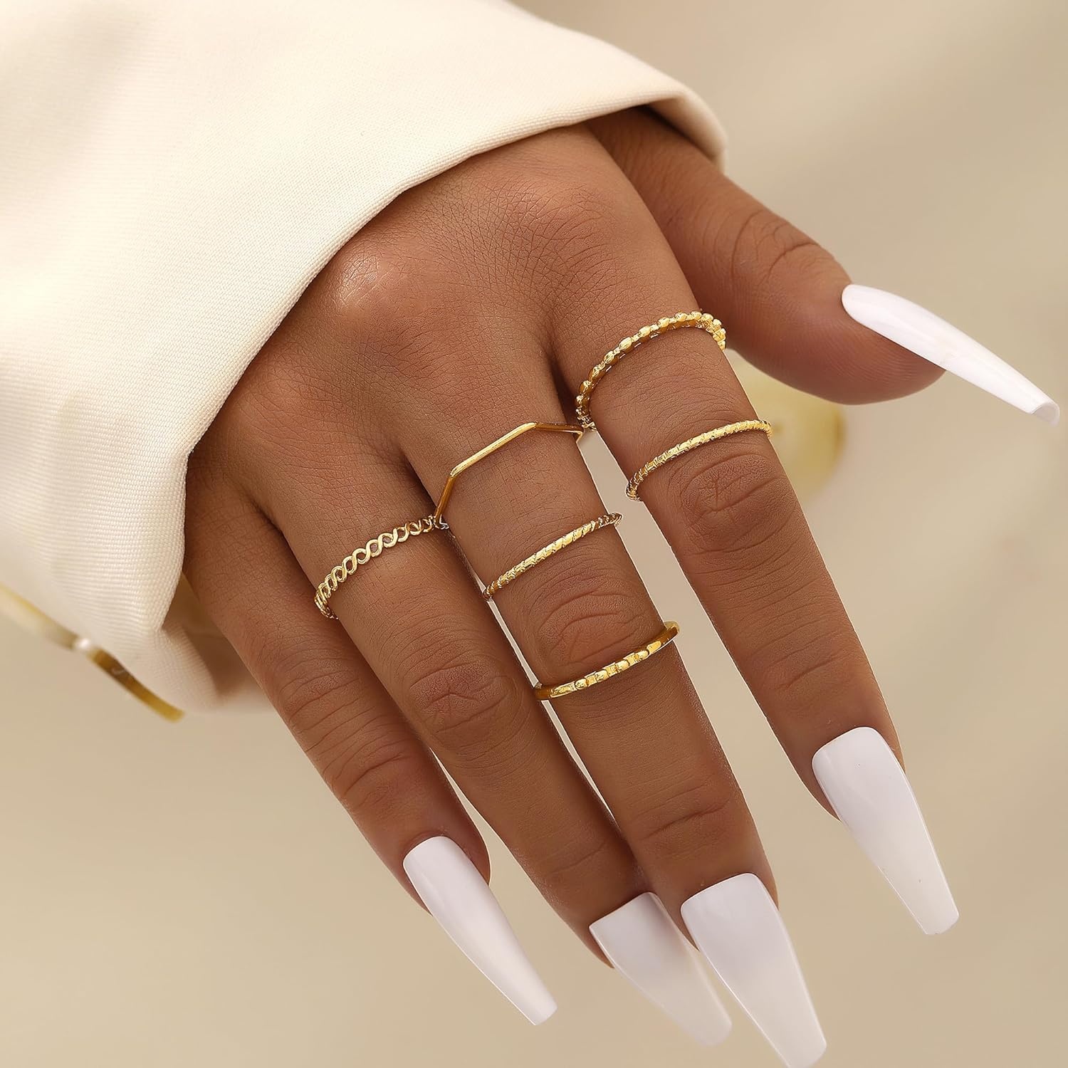 image:imageFAXHION 2460 Pcs Gold Stackable Rings for Women Knuckle Rings Chunky Gold Ring Set Dainty Stacking Cute Rings Multiple Sizes Cute Jewelry Set GiftGold21 Pcs