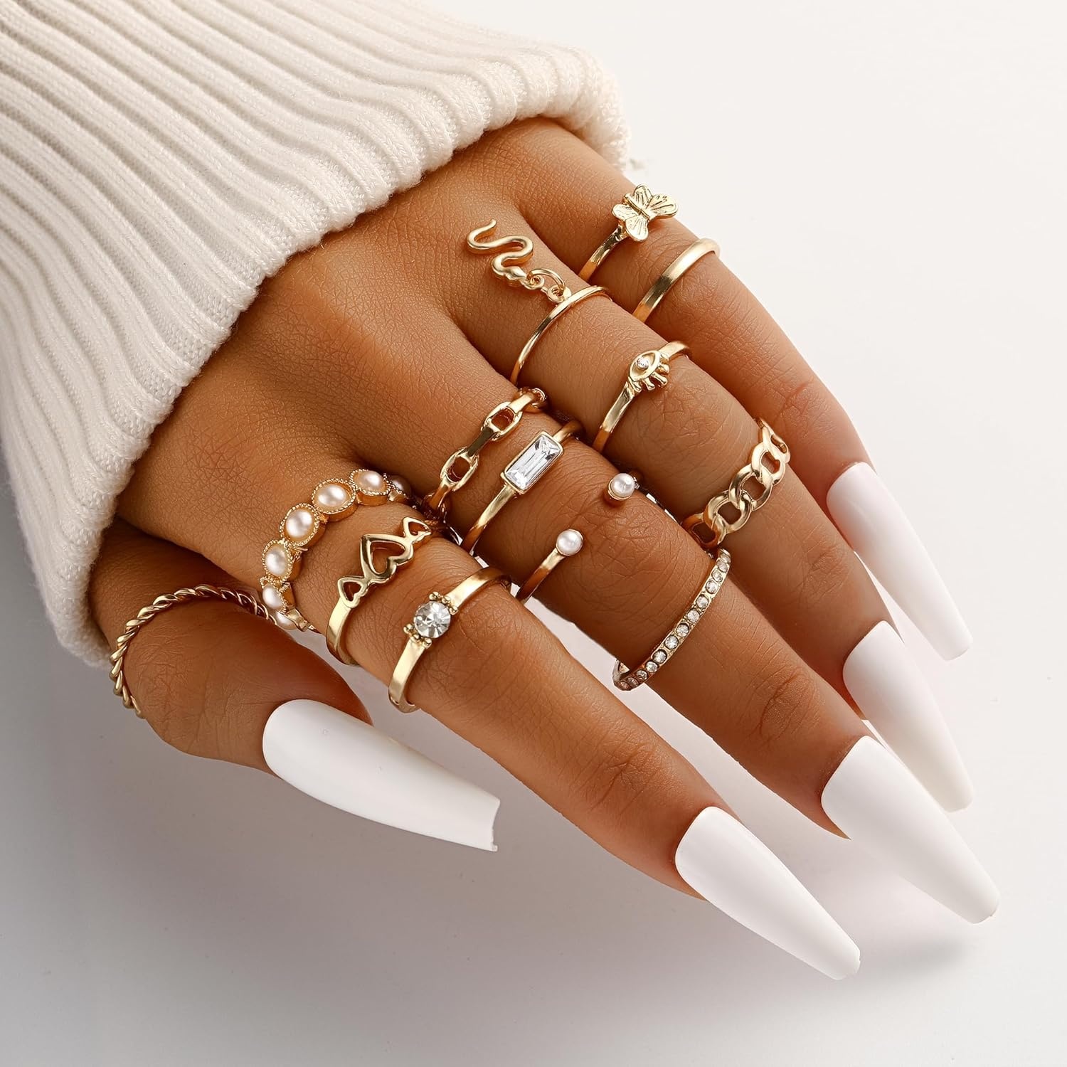 image:imageFAXHION 2460 Pcs Gold Stackable Rings for Women Knuckle Rings Chunky Gold Ring Set Dainty Stacking Cute Rings Multiple Sizes Cute Jewelry Set GiftGold30 pcs1