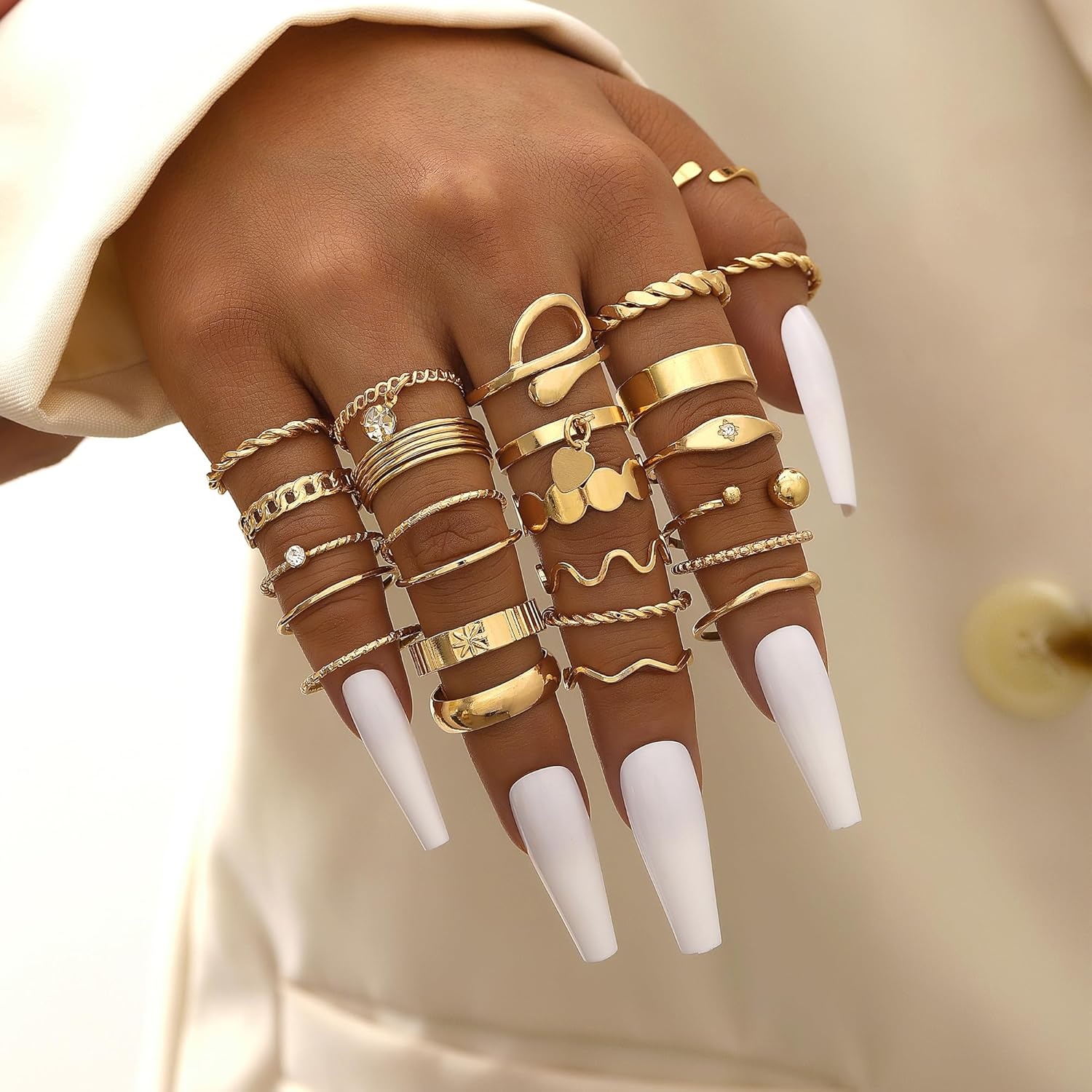 image:imageFAXHION 2460 Pcs Gold Stackable Rings for Women Knuckle Rings Chunky Gold Ring Set Dainty Stacking Cute Rings Multiple Sizes Cute Jewelry Set GiftGold24 Pcs01