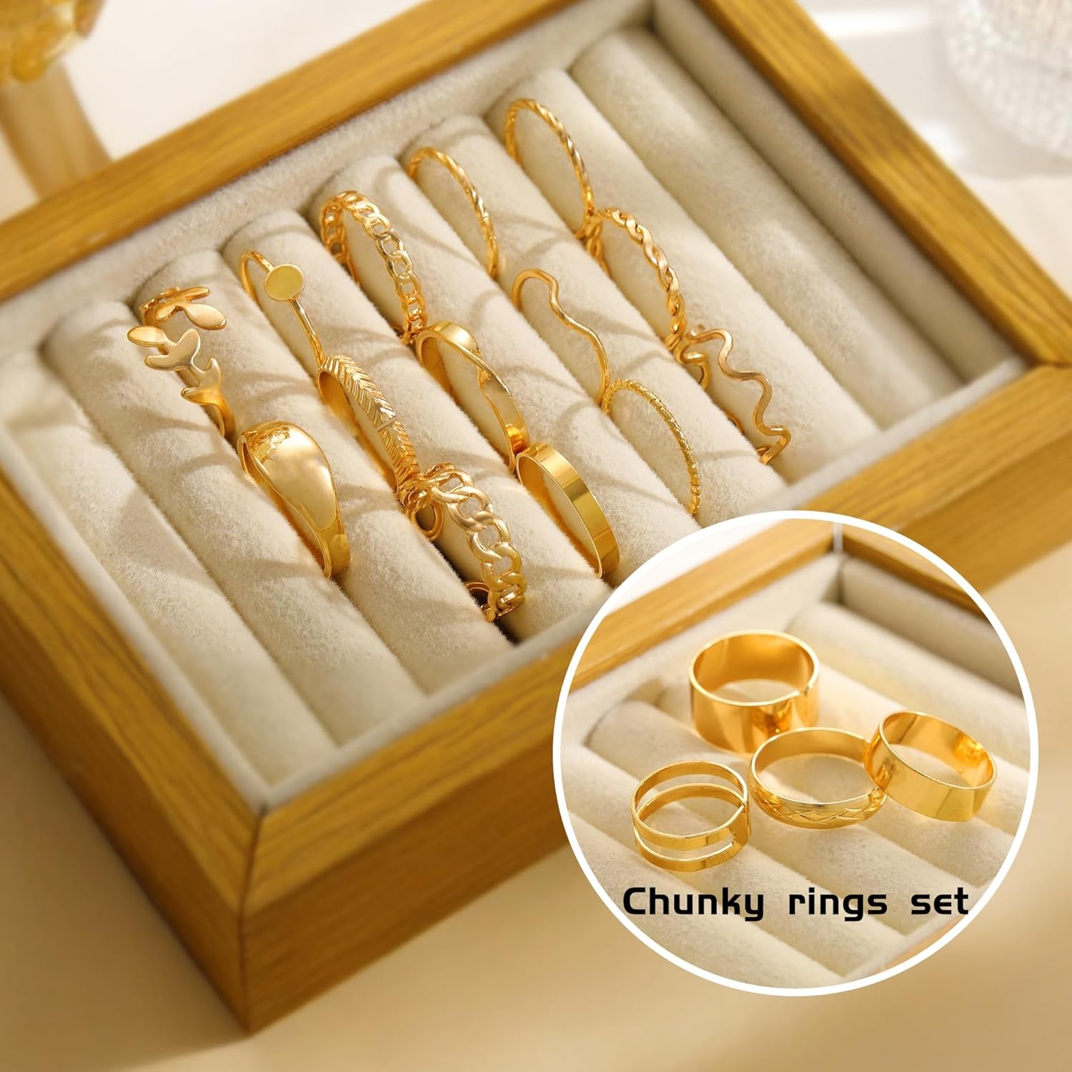 image:imageFAXHION 2460 Pcs Gold Stackable Rings for Women Knuckle Rings Chunky Gold Ring Set Dainty Stacking Cute Rings Multiple Sizes Cute Jewelry Set GiftGold30 pcs
