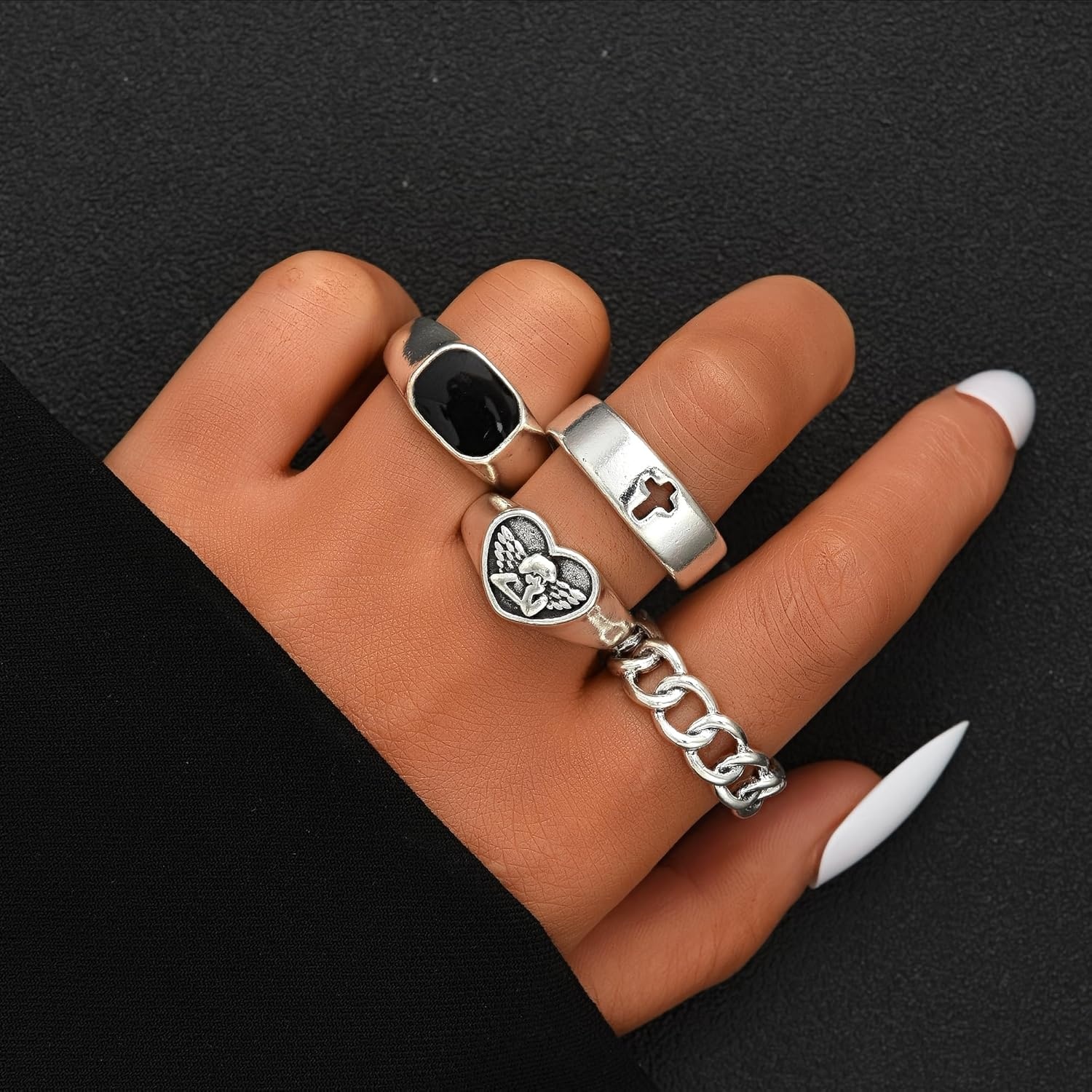 image:imageFAXHION 2460 Pcs Gold Stackable Rings for Women Knuckle Rings Chunky Gold Ring Set Dainty Stacking Cute Rings Multiple Sizes Cute Jewelry Set GiftHalloween skeleton