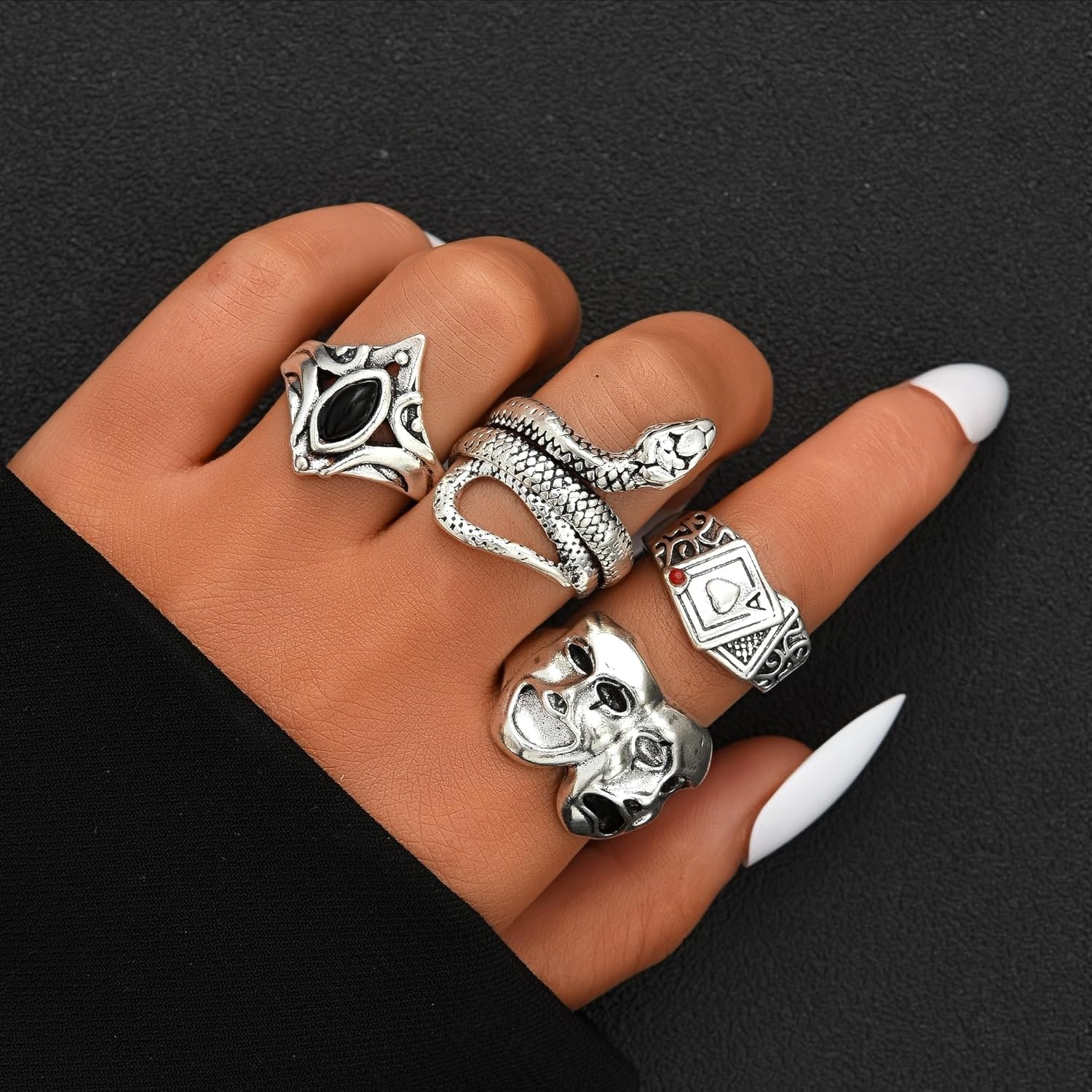 image:imageFAXHION 2460 Pcs Gold Stackable Rings for Women Knuckle Rings Chunky Gold Ring Set Dainty Stacking Cute Rings Multiple Sizes Cute Jewelry Set GiftHalloween skeleton