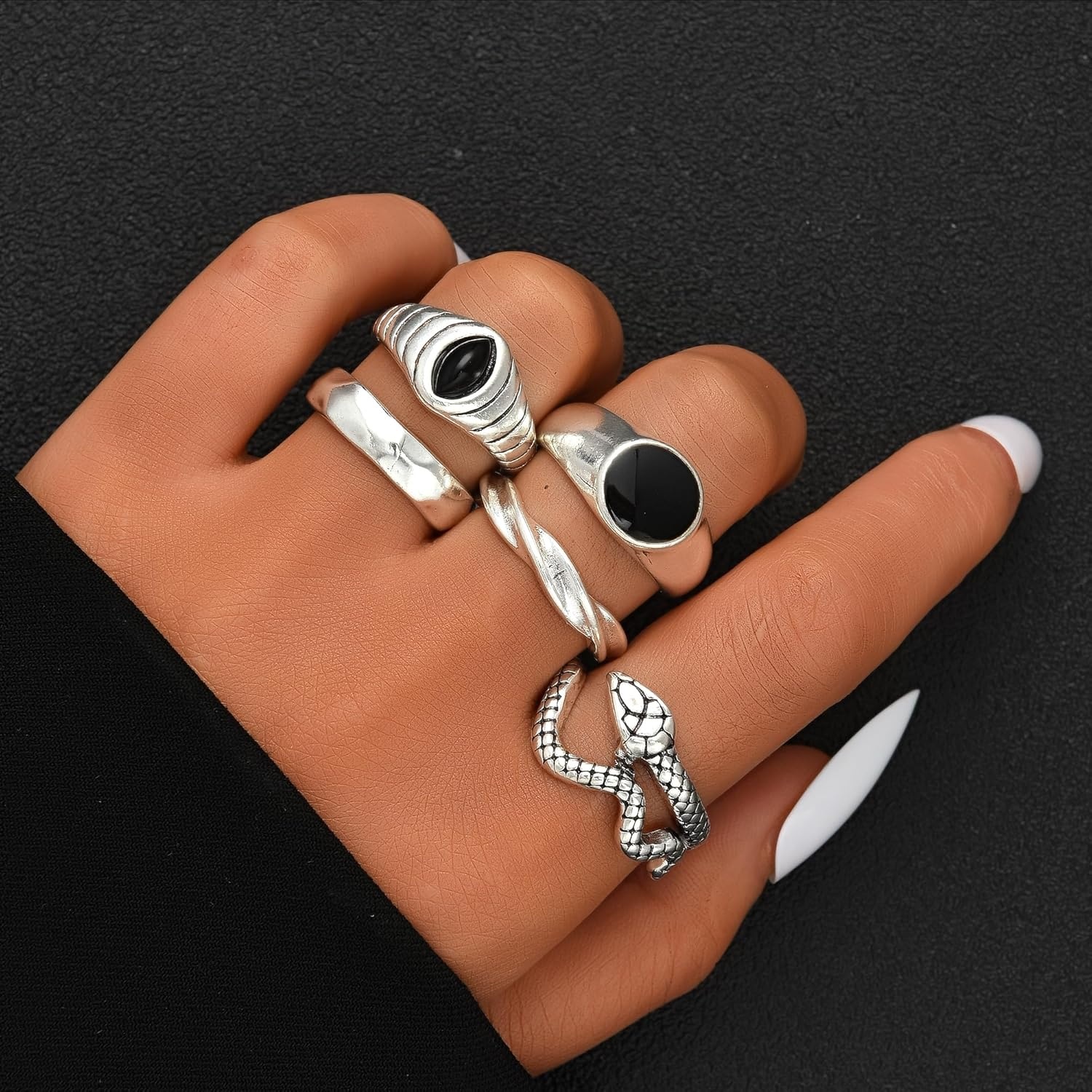 image:imageFAXHION 2460 Pcs Gold Stackable Rings for Women Knuckle Rings Chunky Gold Ring Set Dainty Stacking Cute Rings Multiple Sizes Cute Jewelry Set GiftHalloween skeleton