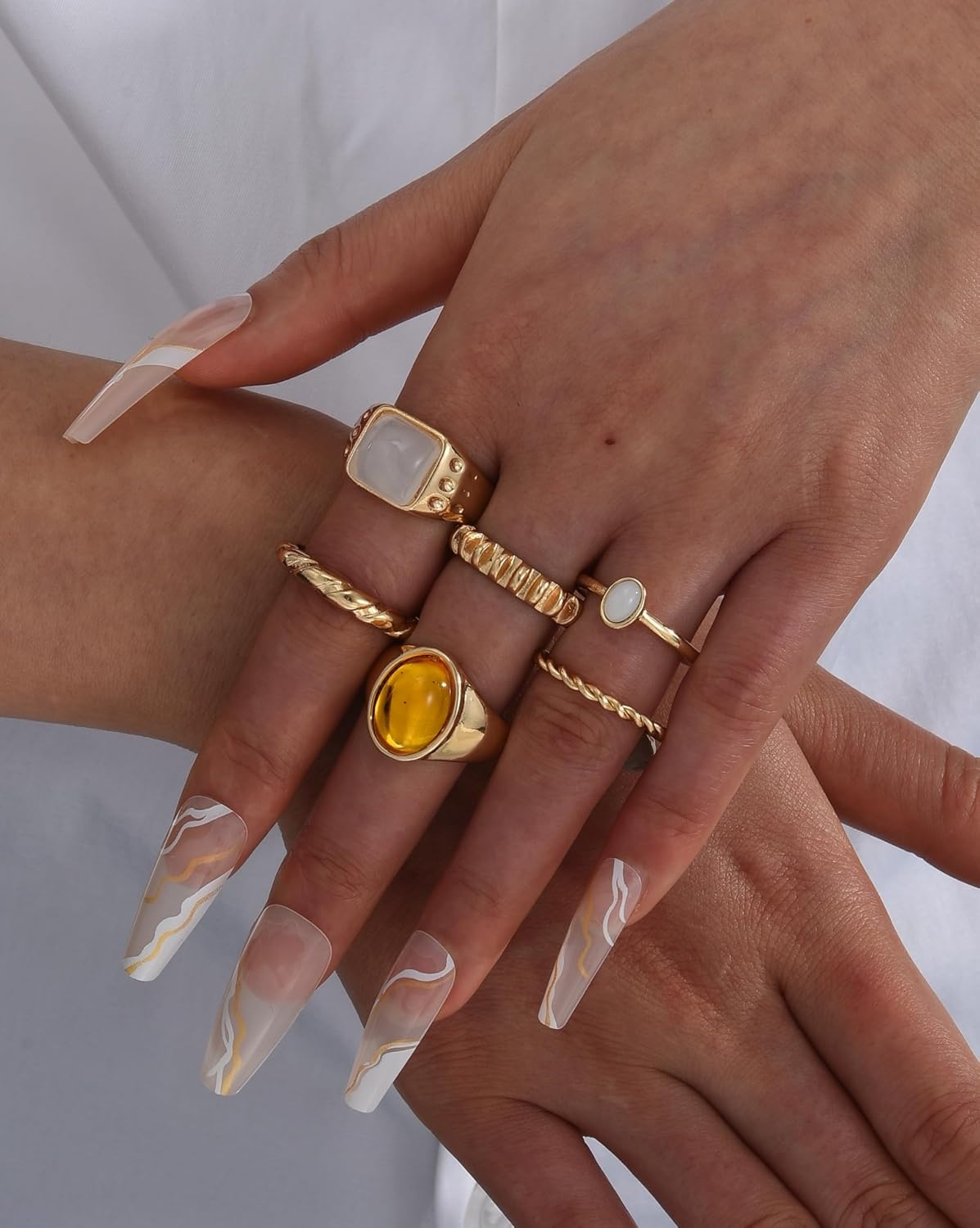 image:imageFAXHION 2460 Pcs Gold Stackable Rings for Women Knuckle Rings Chunky Gold Ring Set Dainty Stacking Cute Rings Multiple Sizes Cute Jewelry Set GiftMaillard 6 pcs