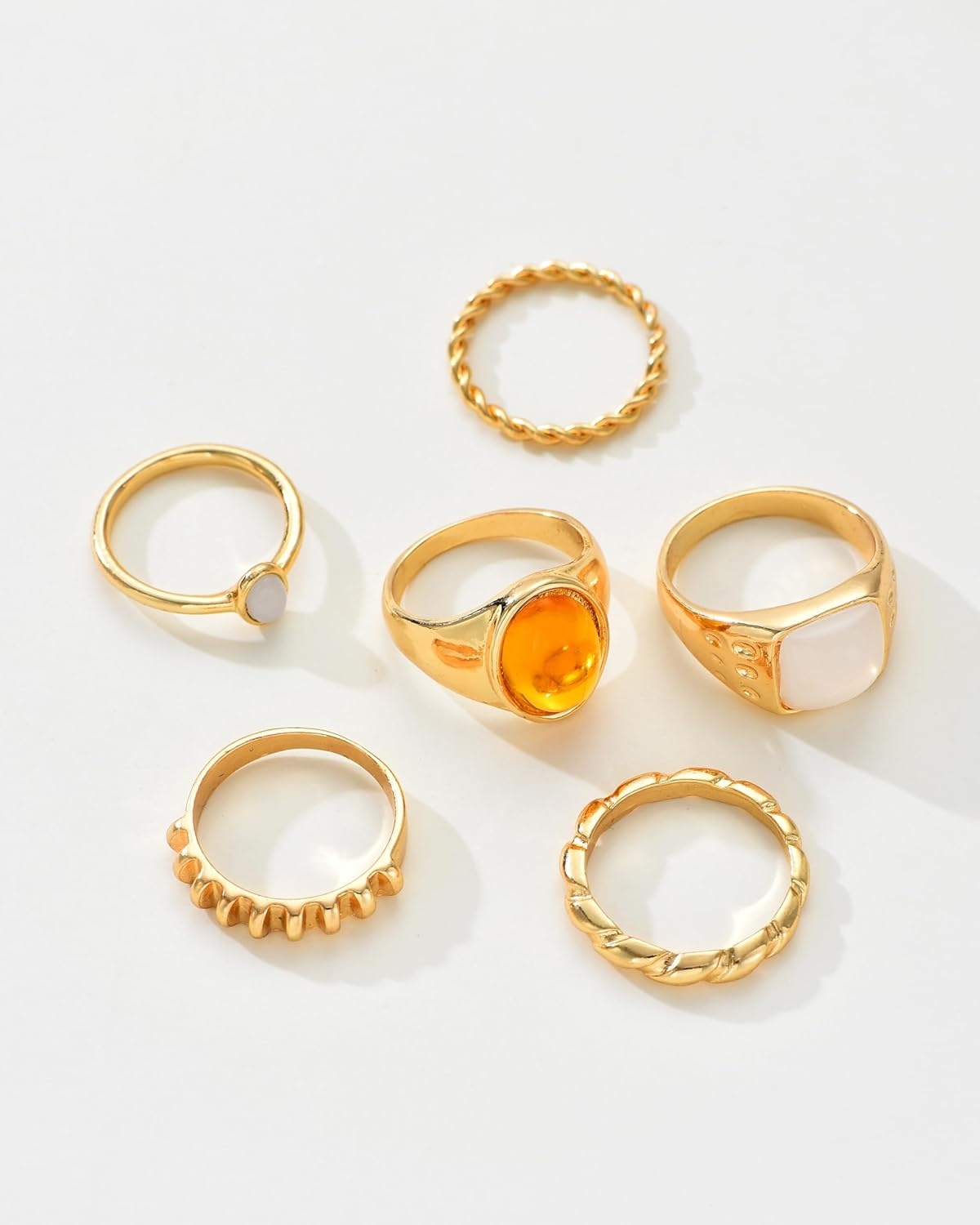 image:imageFAXHION 2460 Pcs Gold Stackable Rings for Women Knuckle Rings Chunky Gold Ring Set Dainty Stacking Cute Rings Multiple Sizes Cute Jewelry Set GiftMaillard 6 pcs