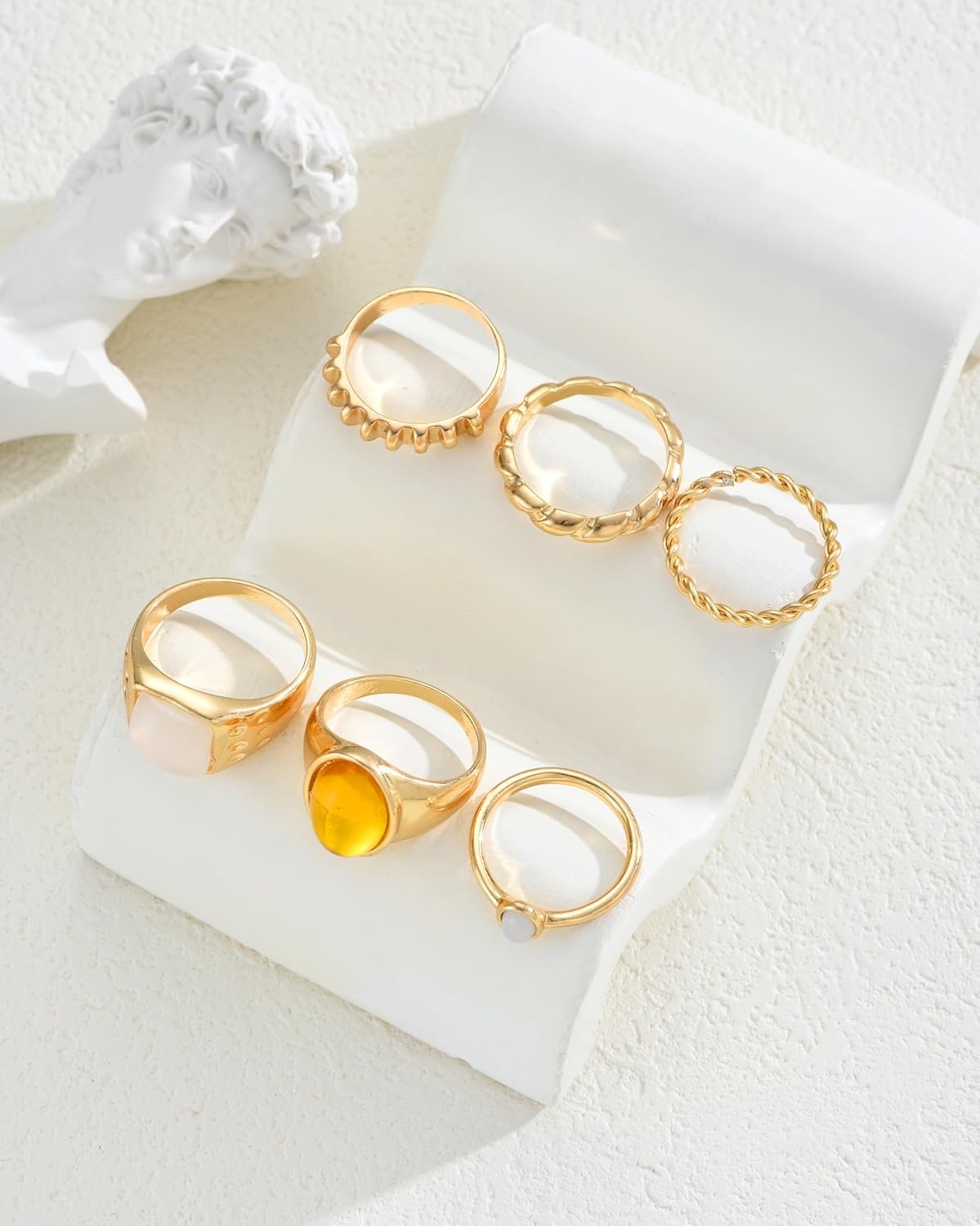 image:imageFAXHION 2460 Pcs Gold Stackable Rings for Women Knuckle Rings Chunky Gold Ring Set Dainty Stacking Cute Rings Multiple Sizes Cute Jewelry Set GiftMaillard 6 pcs